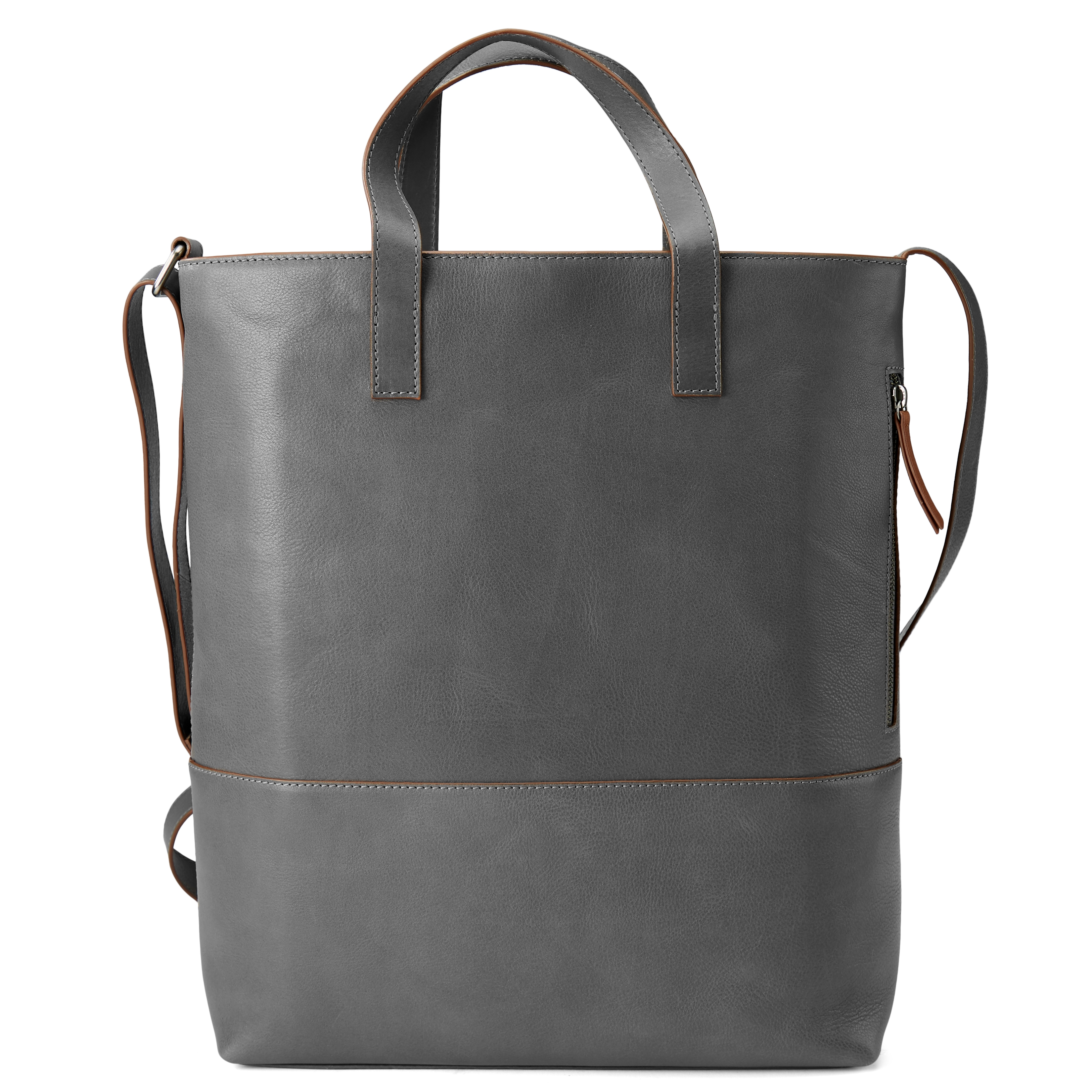 Lon Grey & Tan Leather Tote - 3