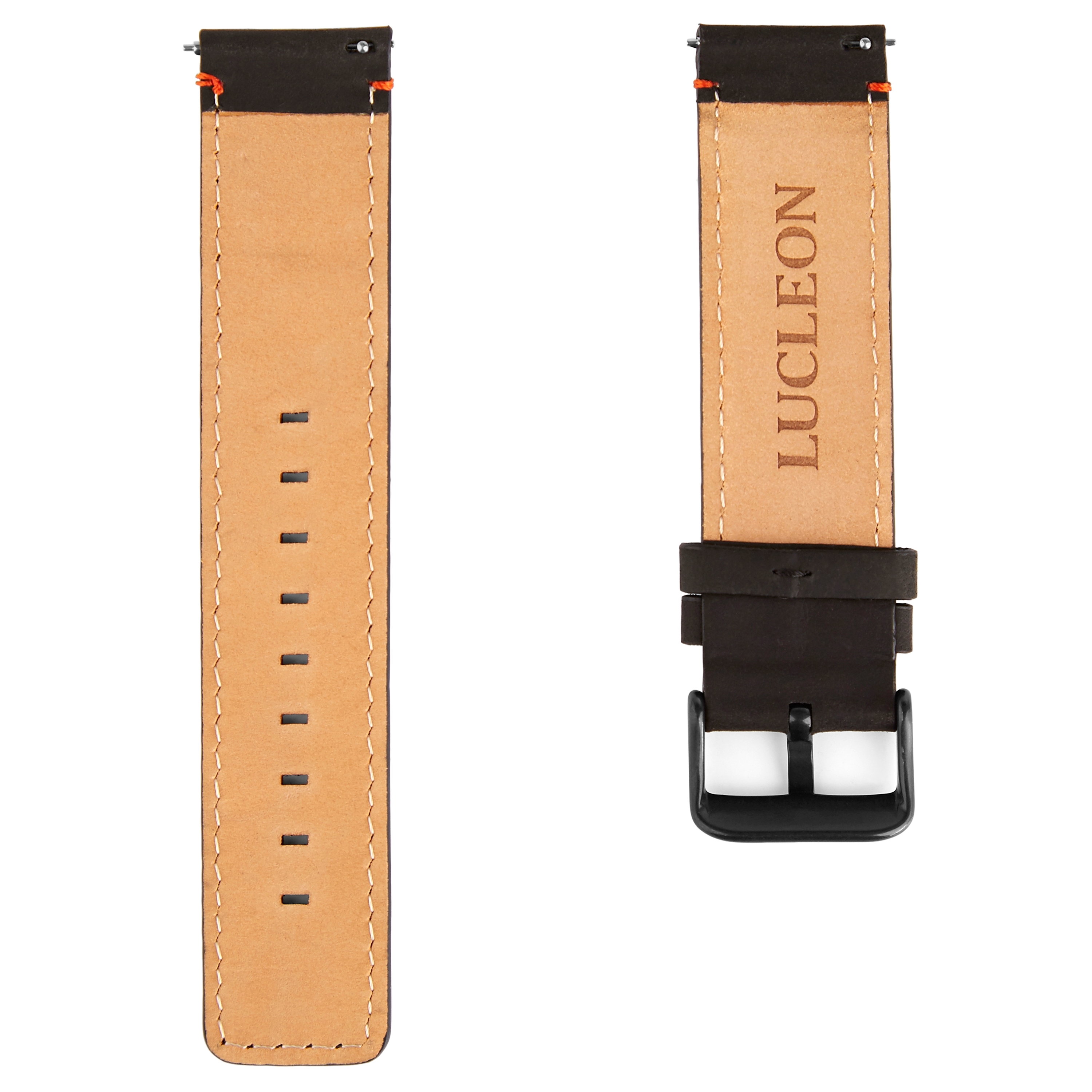 Black & Gunmetal Grey Watch Strap with Red Stitches - 3