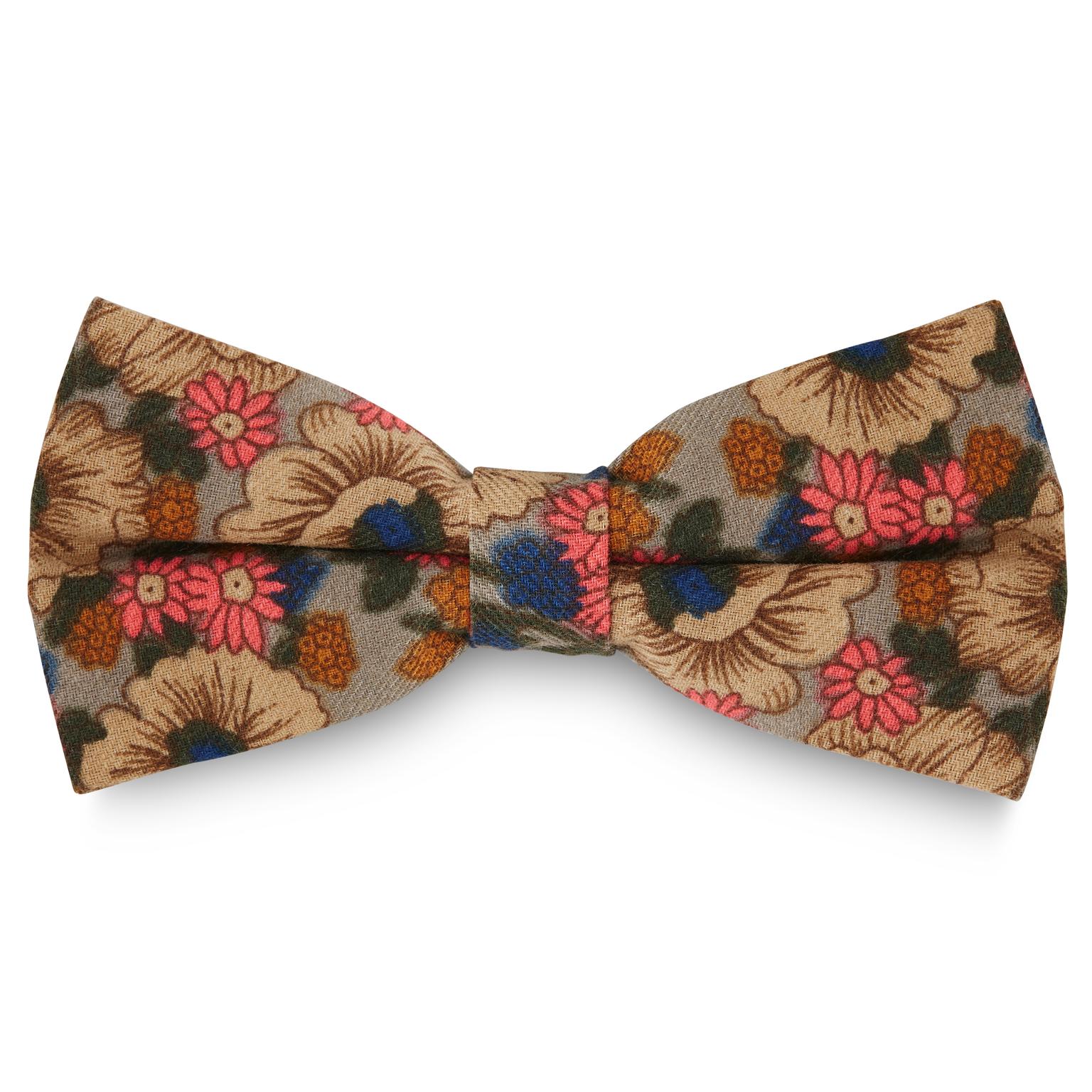 Retro Grey Floral Pre-Tied Bow Tie Retro Grey Floral Pre-Tied Bow Tie