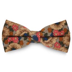 Slate Floral Cotton Pre-Tied Bow Tie