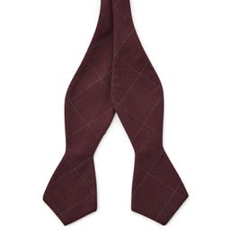 Burgundy Chequered Self Tie Bow Tie