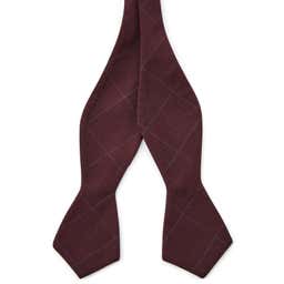 Burgundy Chequered Cotton Self-Tie Bow Tie