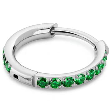 Aura | Pendiente de aro de titanio con circonita color verde esmeralda de 10 mm Aura | Pendiente de aro de titanio con circonita color verde esmeralda de 10 mm