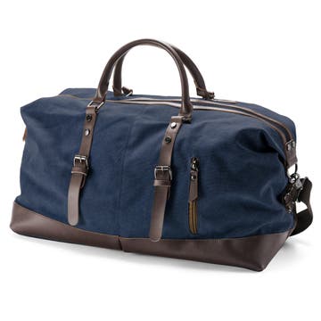 Denim Blue Canvas & Brown Leather Duffel Bag Denim Blue Canvas & Brown Leather Duffel Bag
