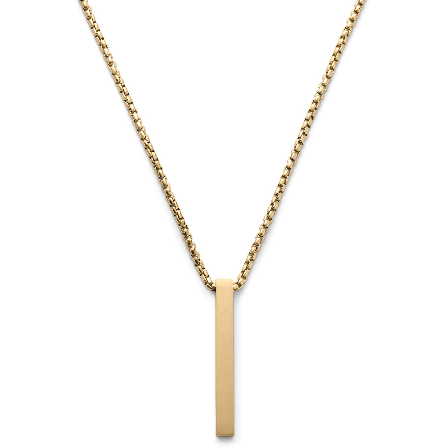 Matte goudkleurige roestvrijstalen ketting met staafvormige hanger Matte goudkleurige roestvrijstalen ketting met staafvormige hanger