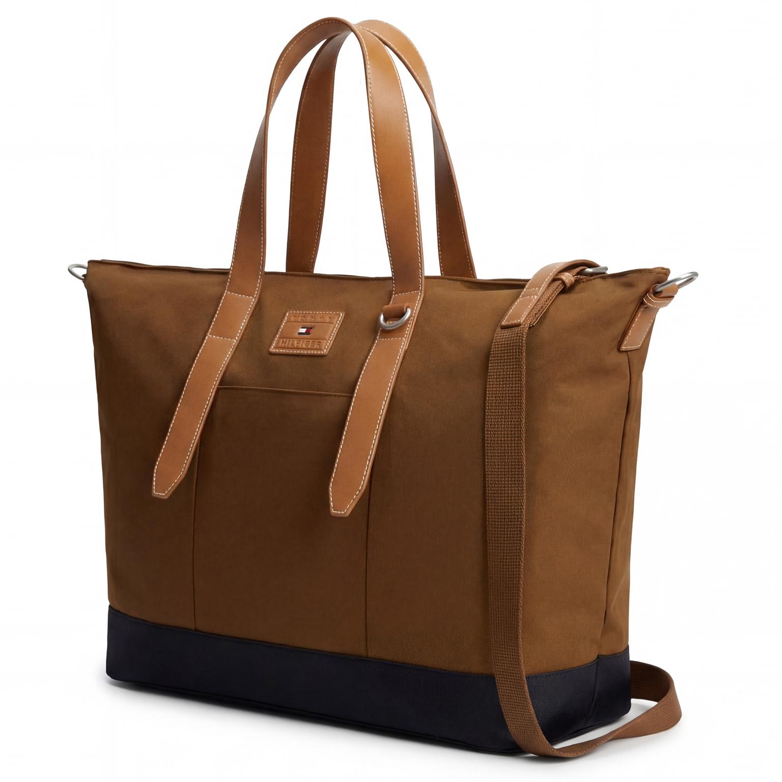 Tommy Hilfiger | Hnědočerná tote taška Tommy Hilfiger | Hnědočerná tote taška
