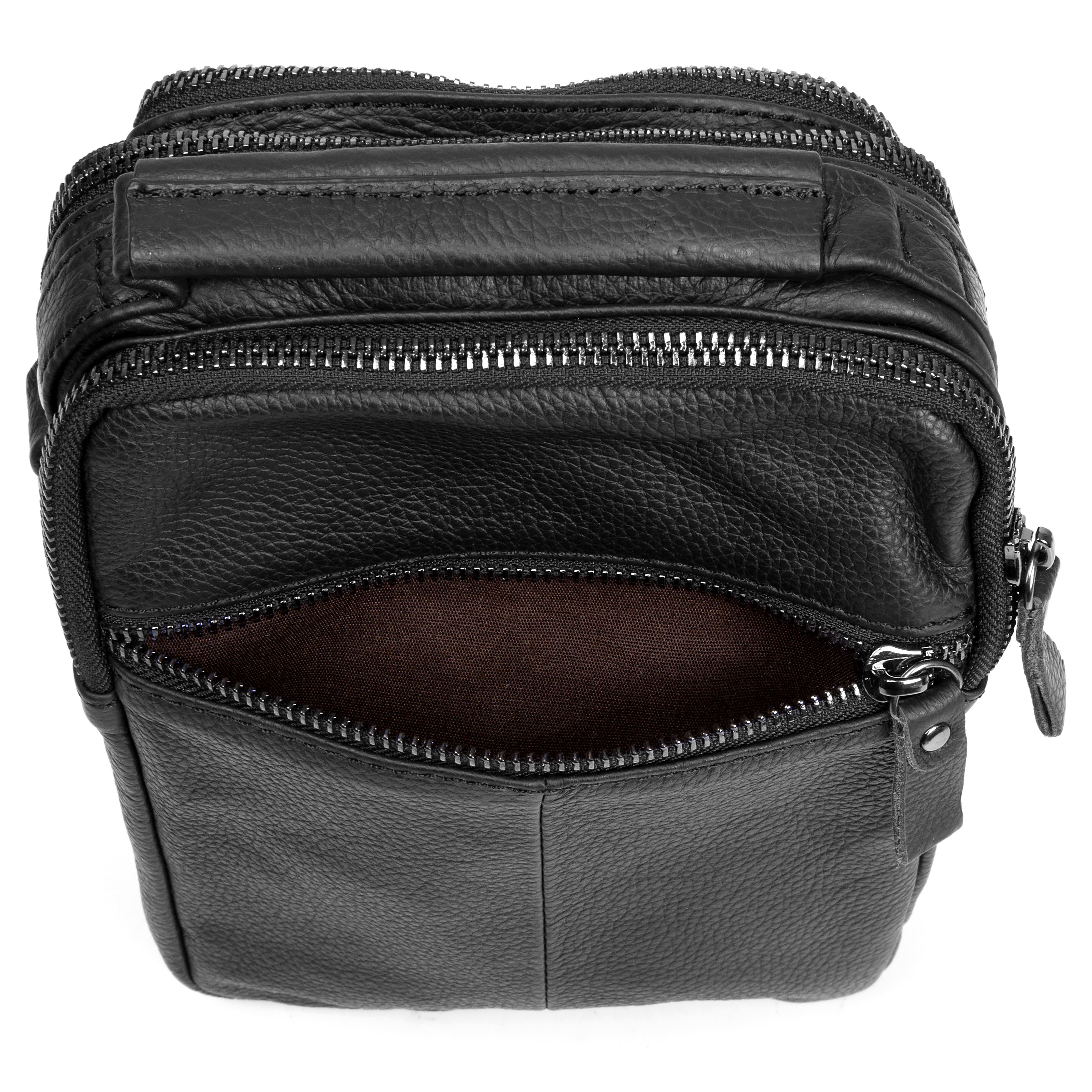 Schwarze Mini Ledertasche - 8