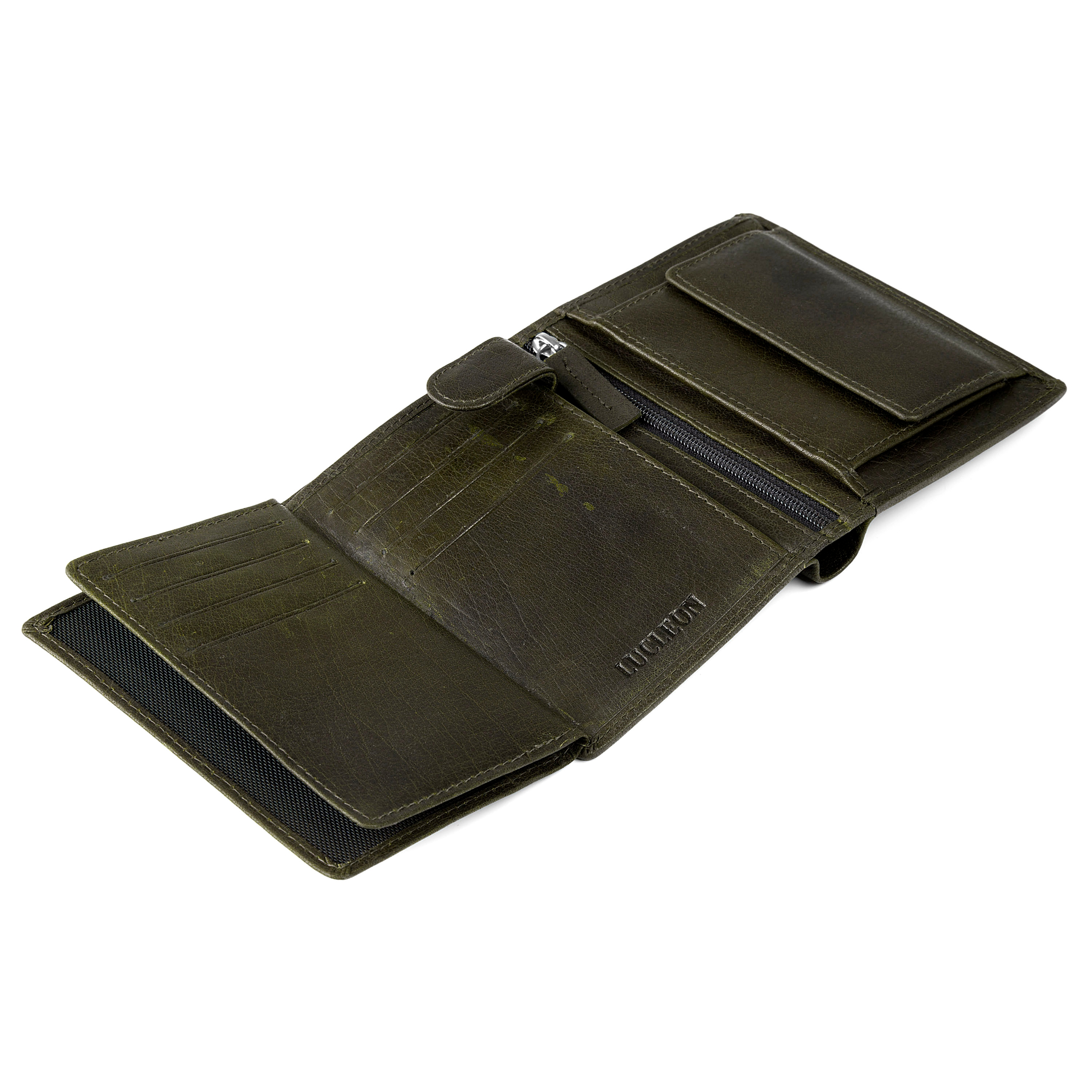 Montreal Vintage Olijfkleurige RFID Lederen Portemonnee - 6