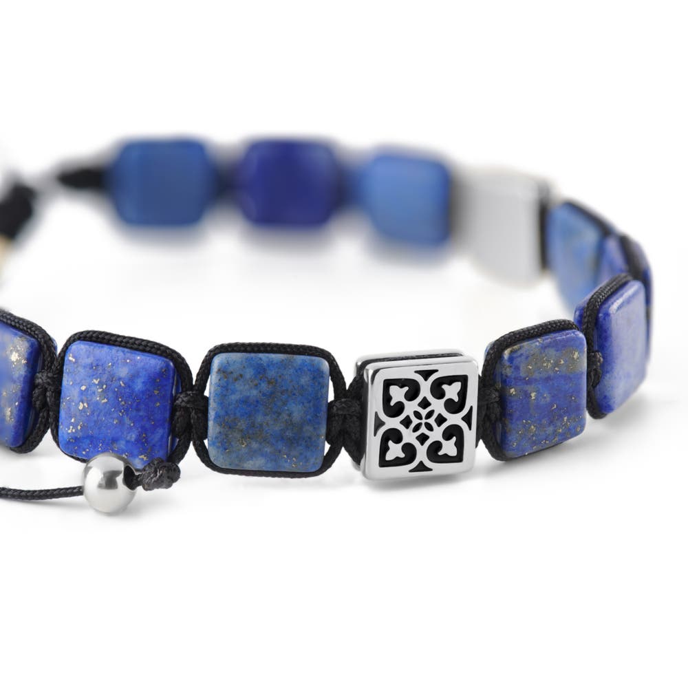 hover: Elysian | Platt Silverfärgat Armband med Lapis Lazuli hover: Elysian | Platt Silverfärgat Armband med Lapis Lazuli