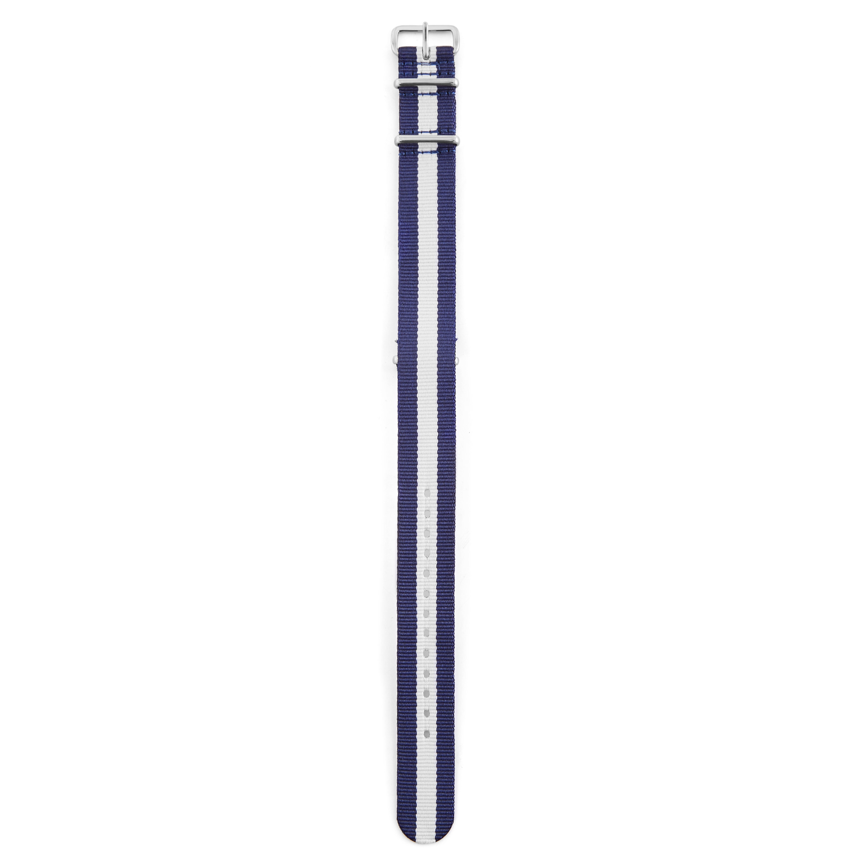 Navy, White & Silver NATO Watch Strap - 2