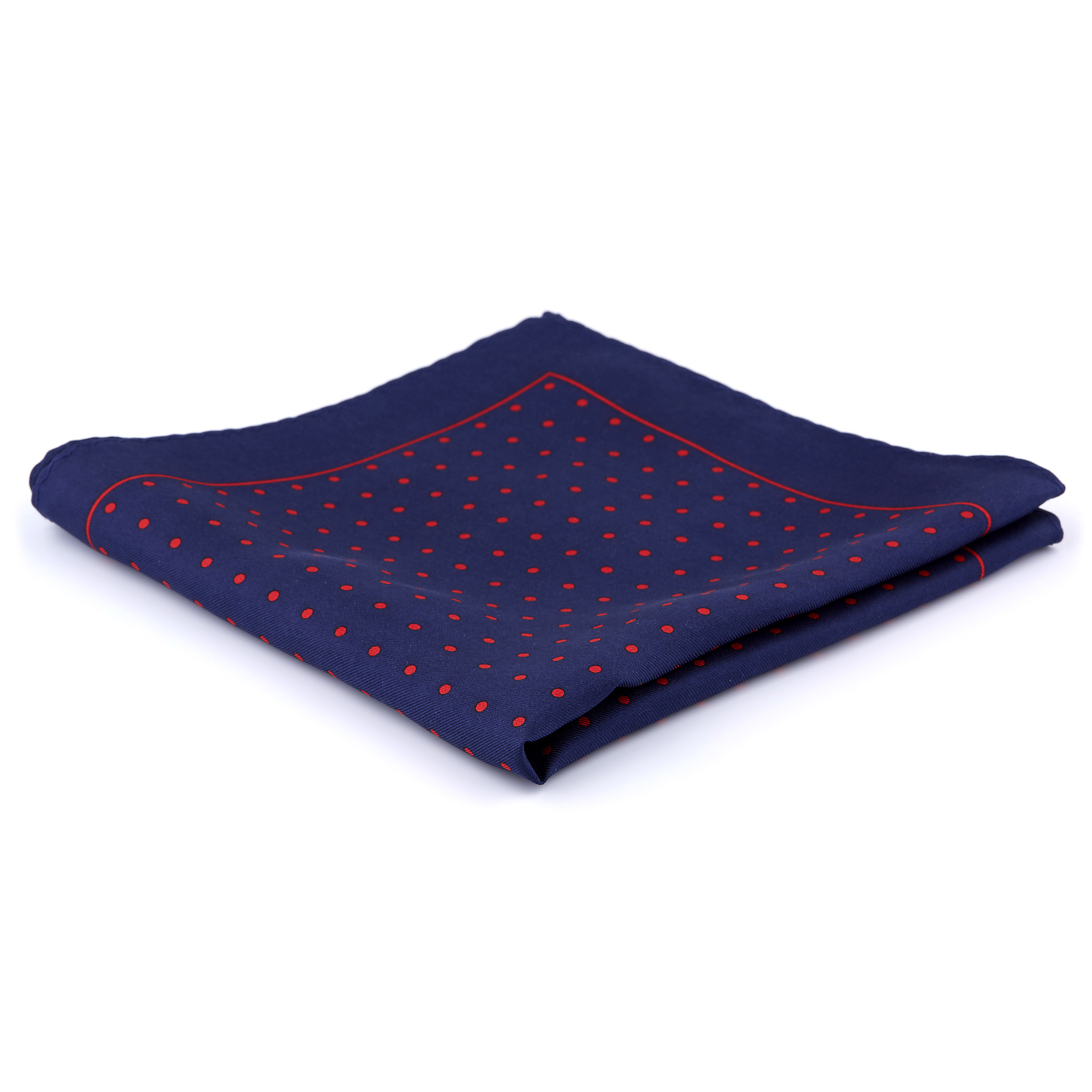 Marineblått Prikket Silkelommetørkle - 1