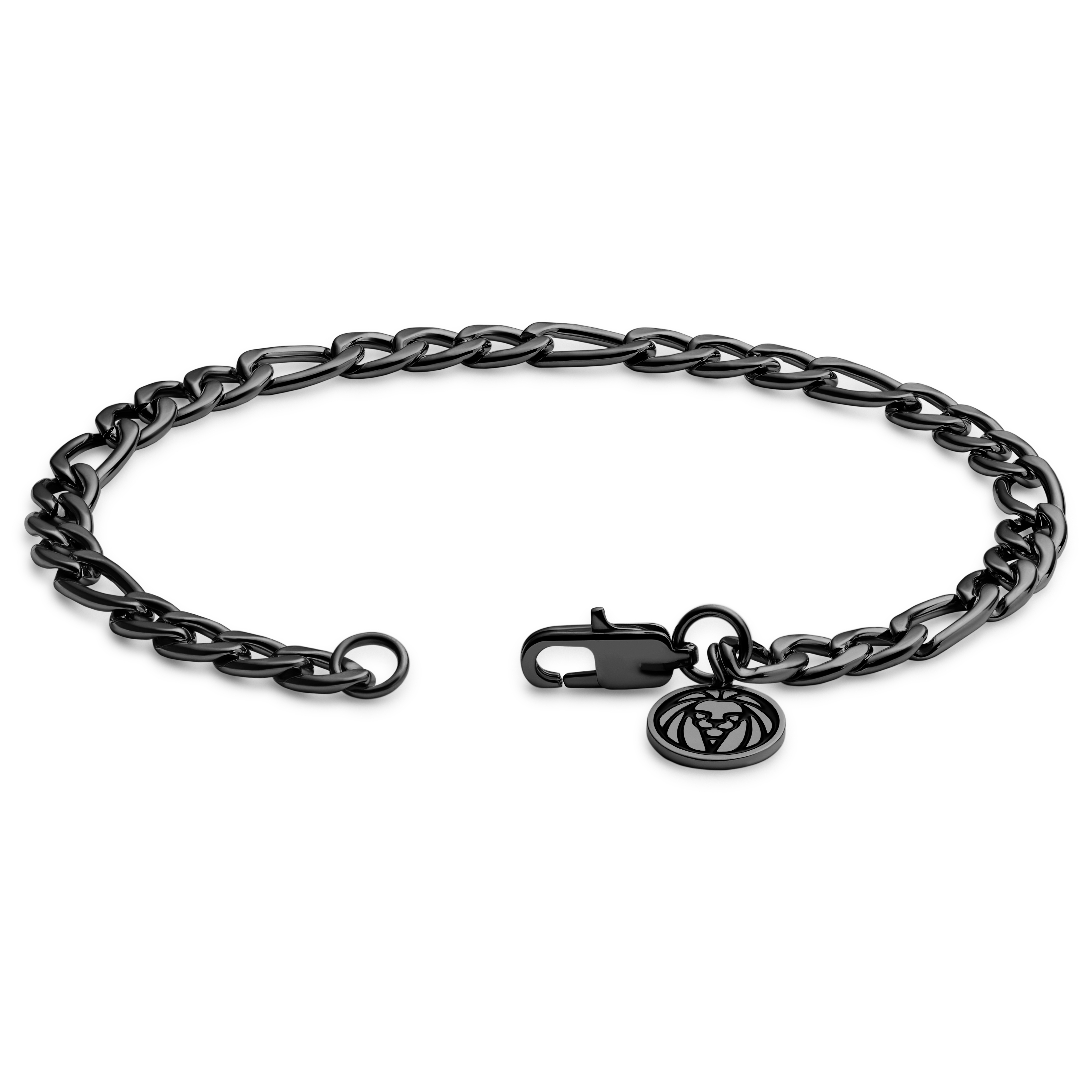 Essentials | 6 mm Gunmetal Schwarzes Figaro Kettenarmband - 3