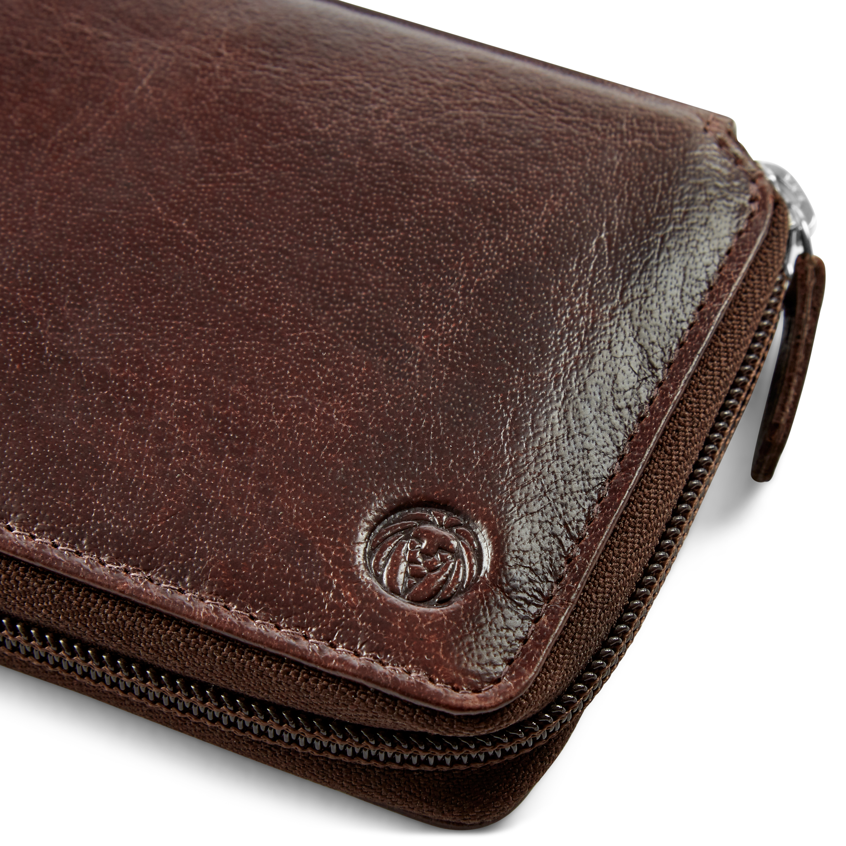 Cartera de cuero marrón estilo acordeón California - 10
