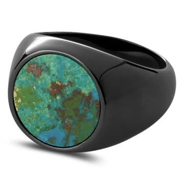 Makt | Gunmetal Stainless Steel With Chrysocolla Signet Ring Makt | Gunmetal Stainless Steel With Chrysocolla Signet Ring