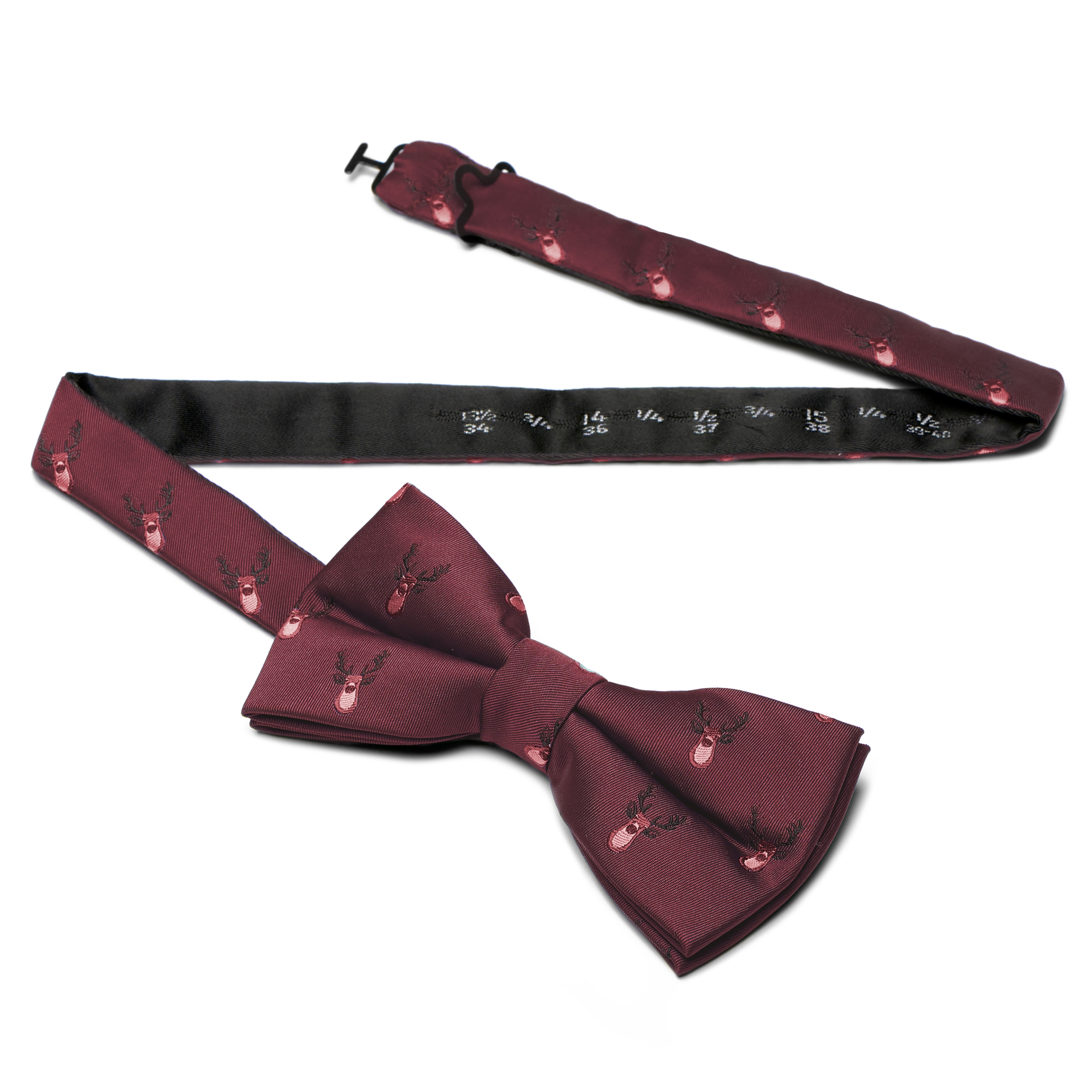 Burgunderrote Weihnachtsfliege Mit Rentieren - 3