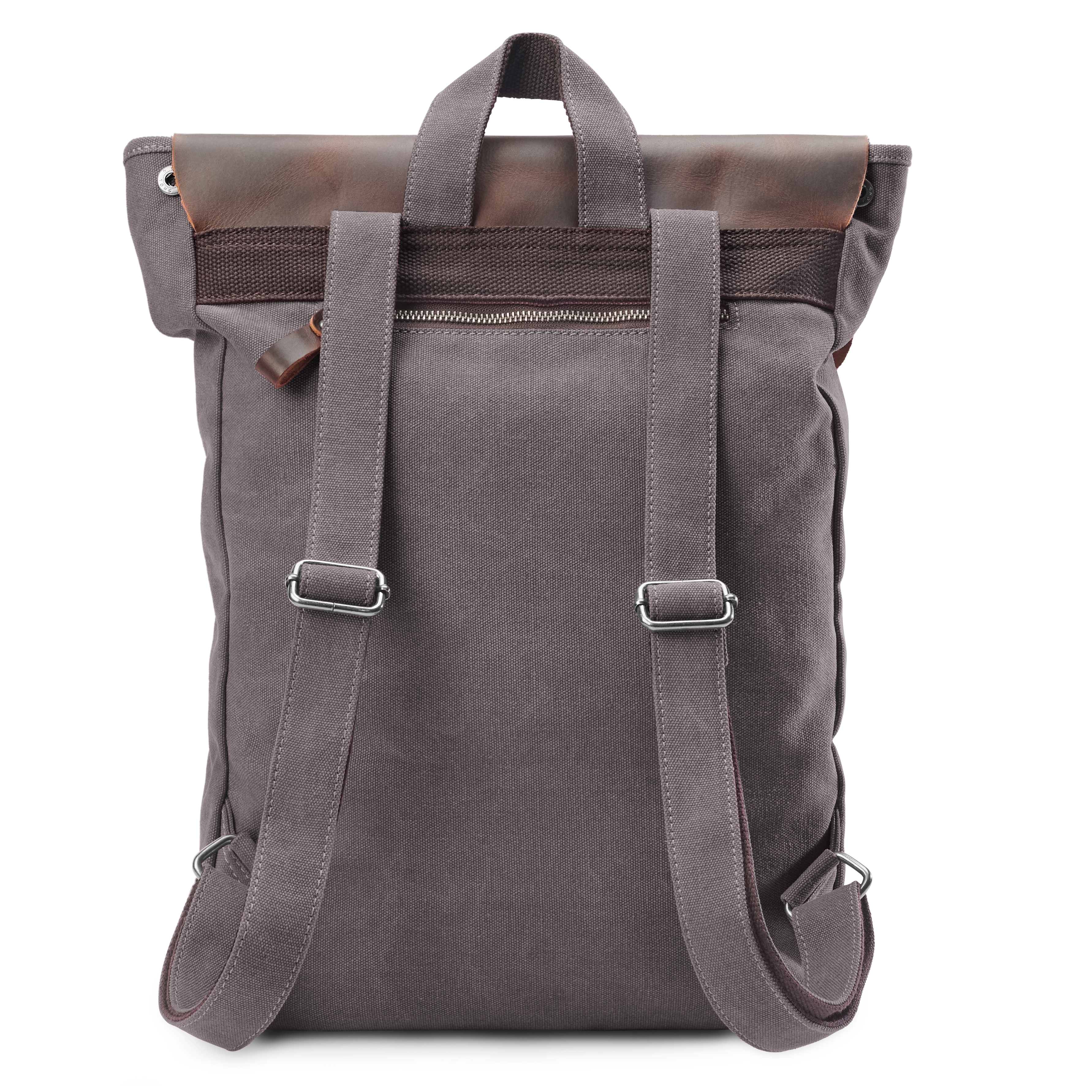 Vintage-Style Graphite Leather & Canvas Backpack - for Men - Delton Bags