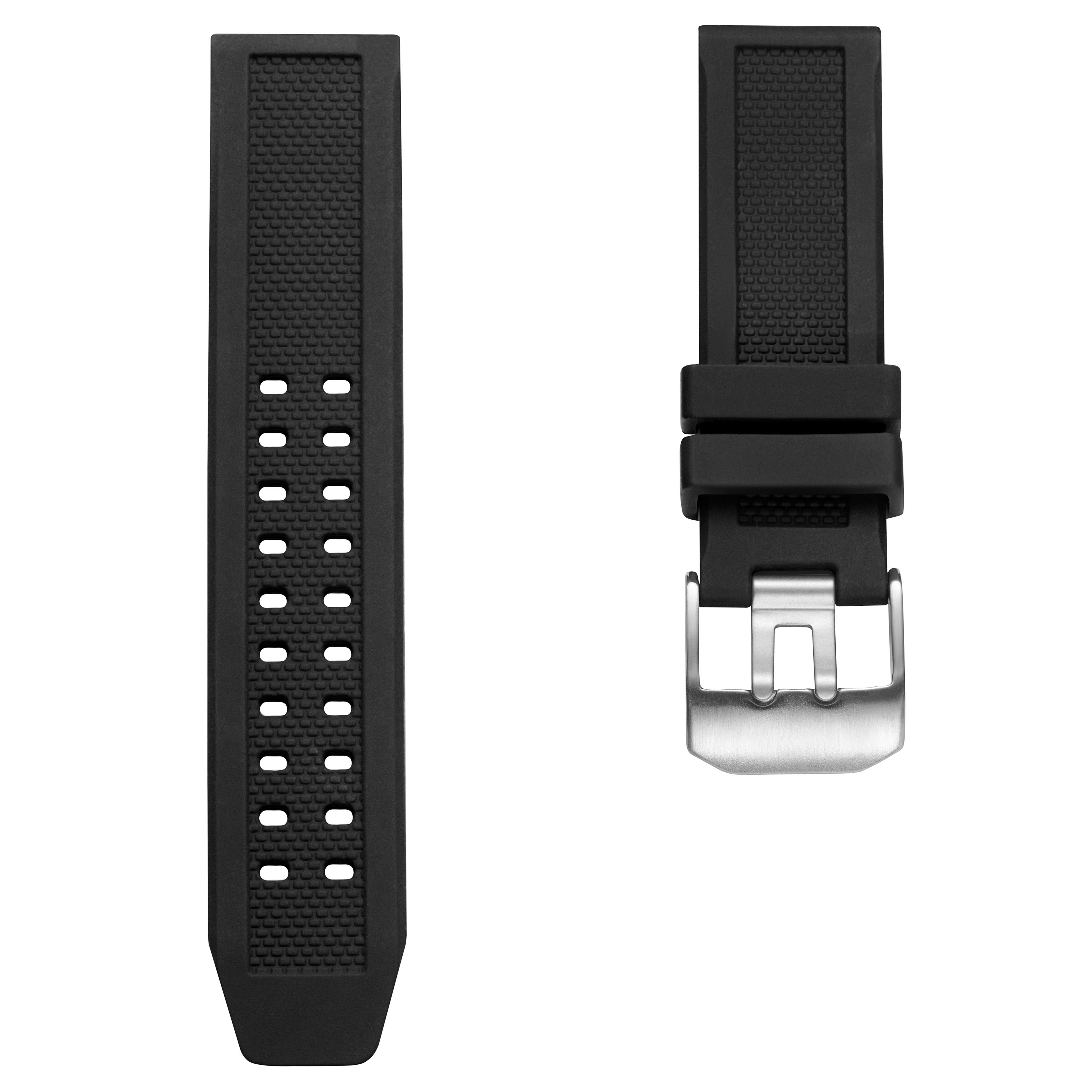Two-pronged Black 20 mm Silicone Watch Straps