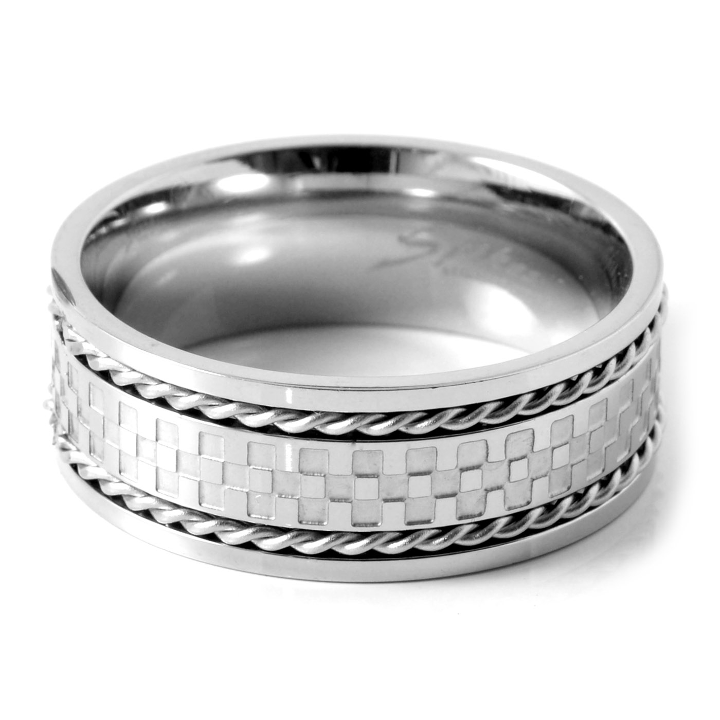 Sølv Ternet Tråd Stålring - 2