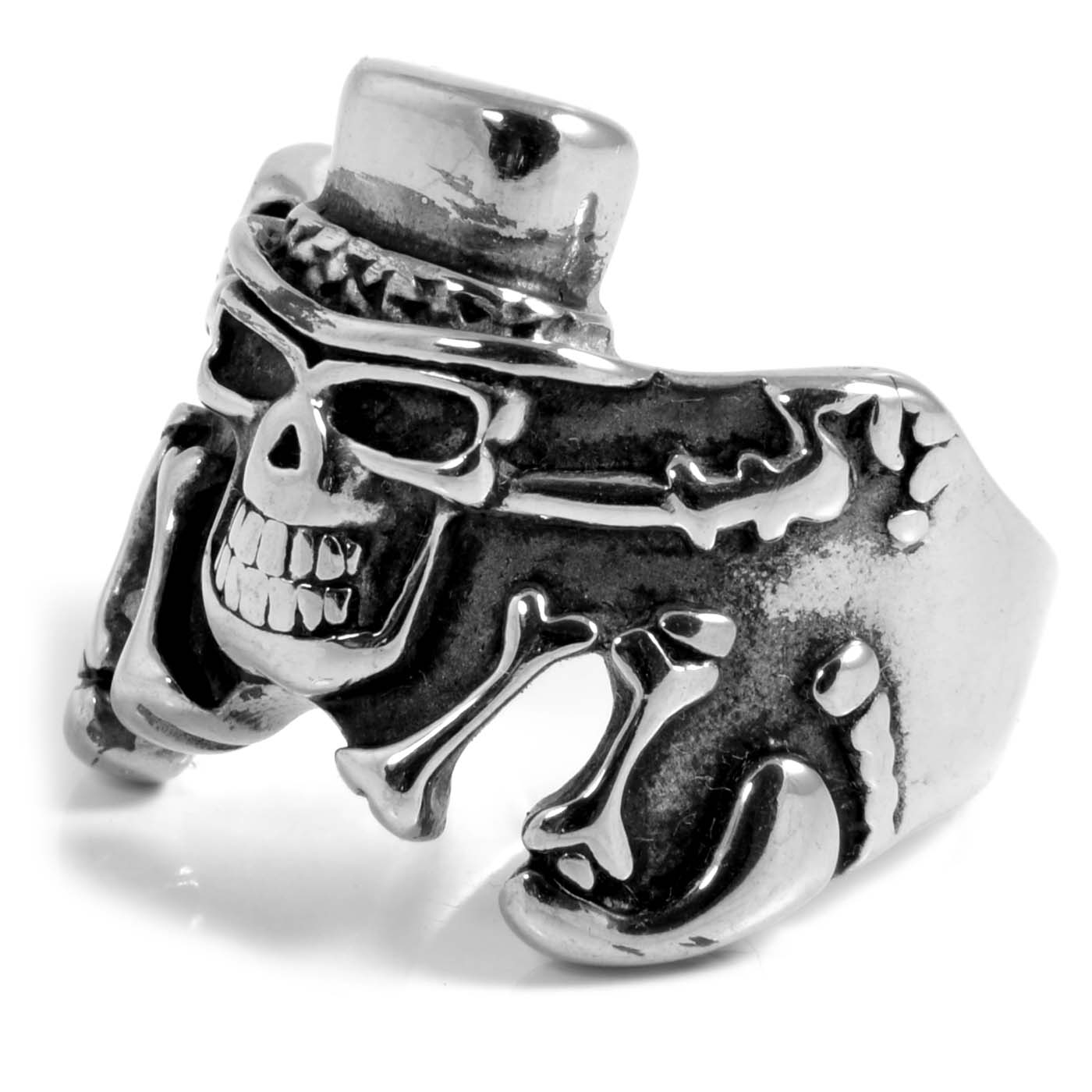 Bague en acier Tête de mort joker - 1