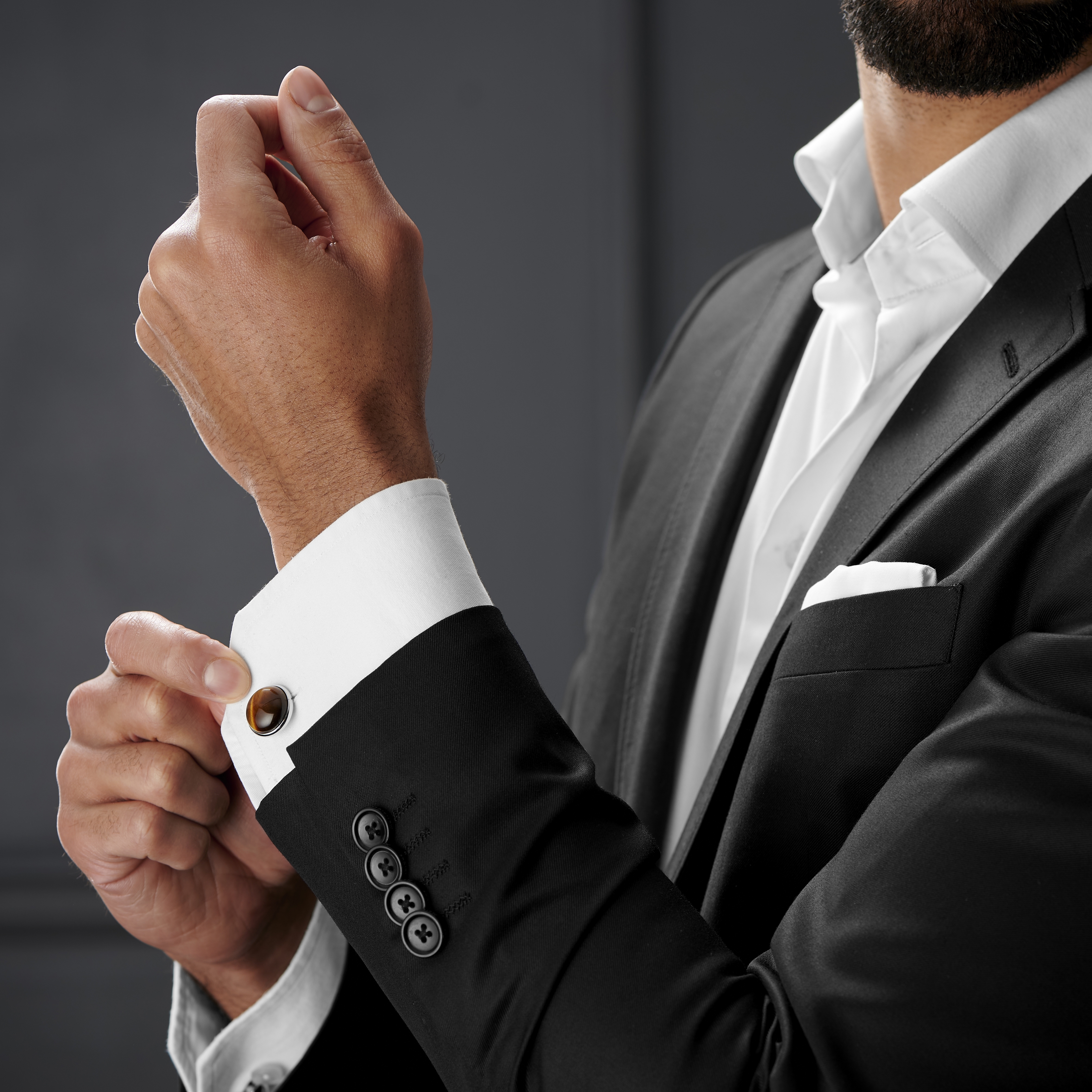 Zilverkleurige Tijgeroog Manchetknopen - 4