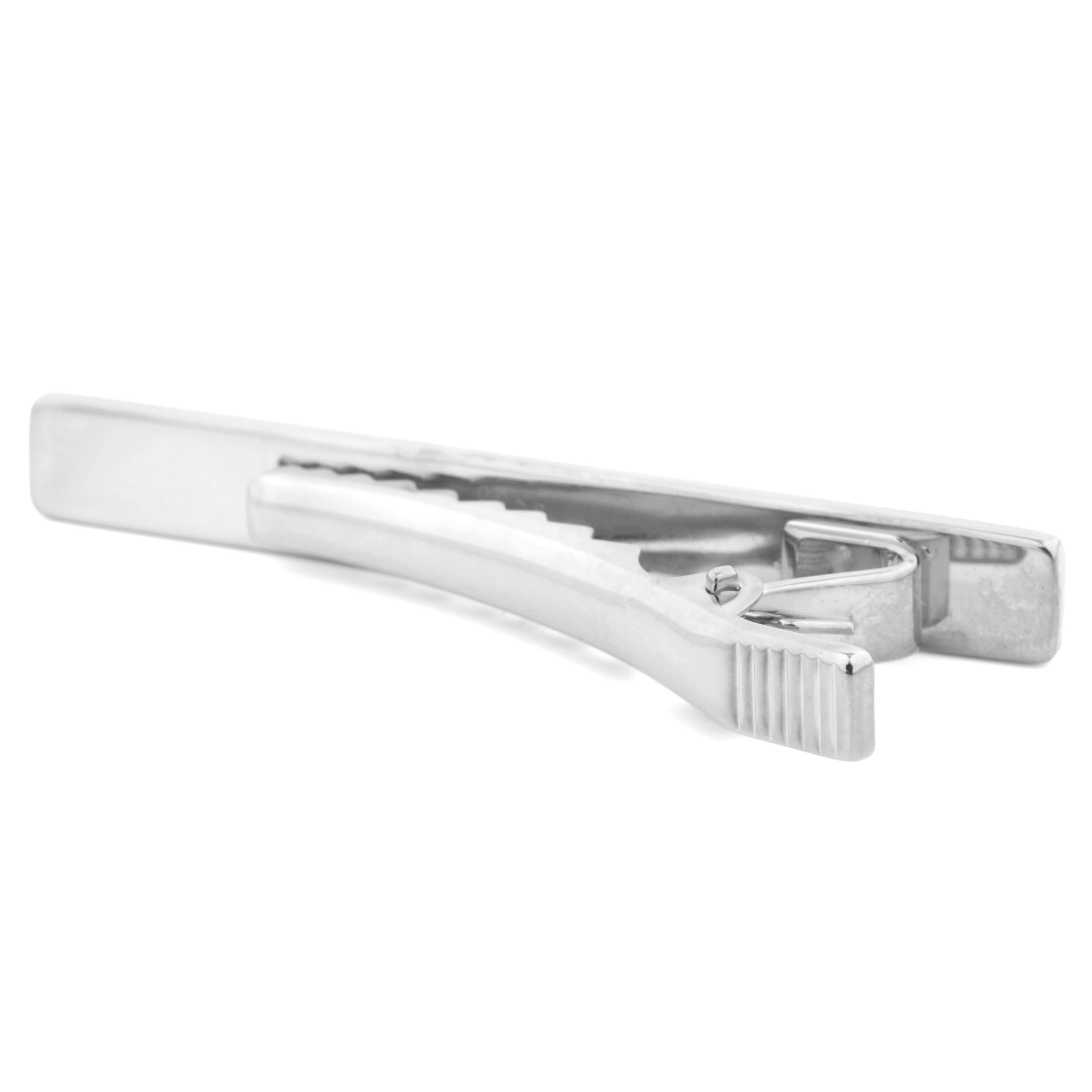 925s Silver Rectangular Zirconia Tie Clip - 3