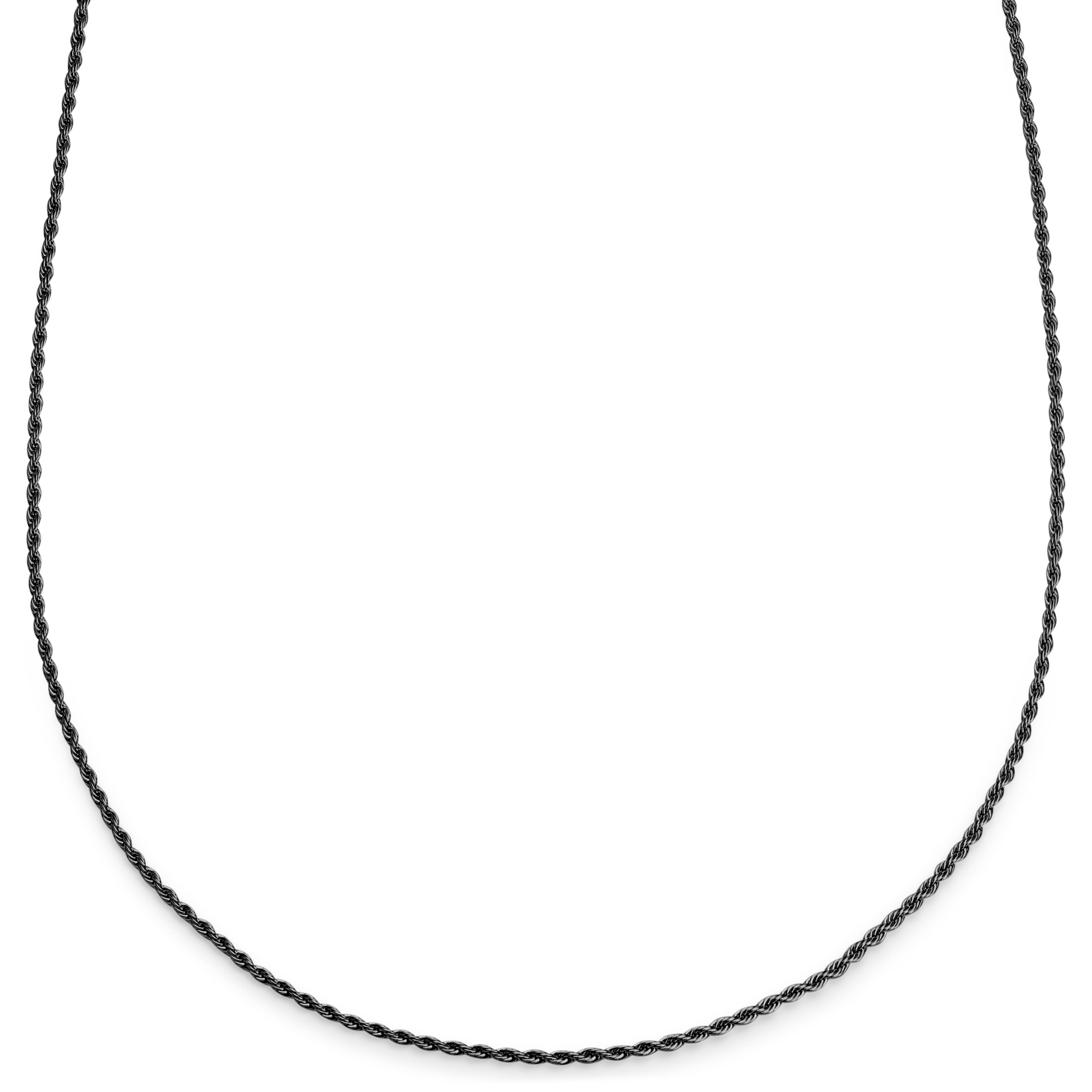 Essentials | Collar de cadena de cuerda en negro metalizado de 2 mm