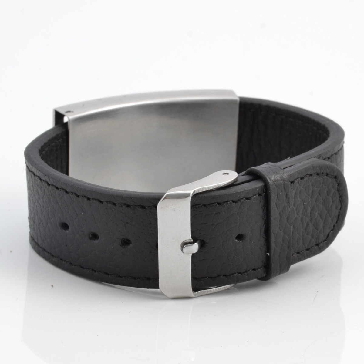 Black Steel Pattern Leather Bracelet V1 - 2