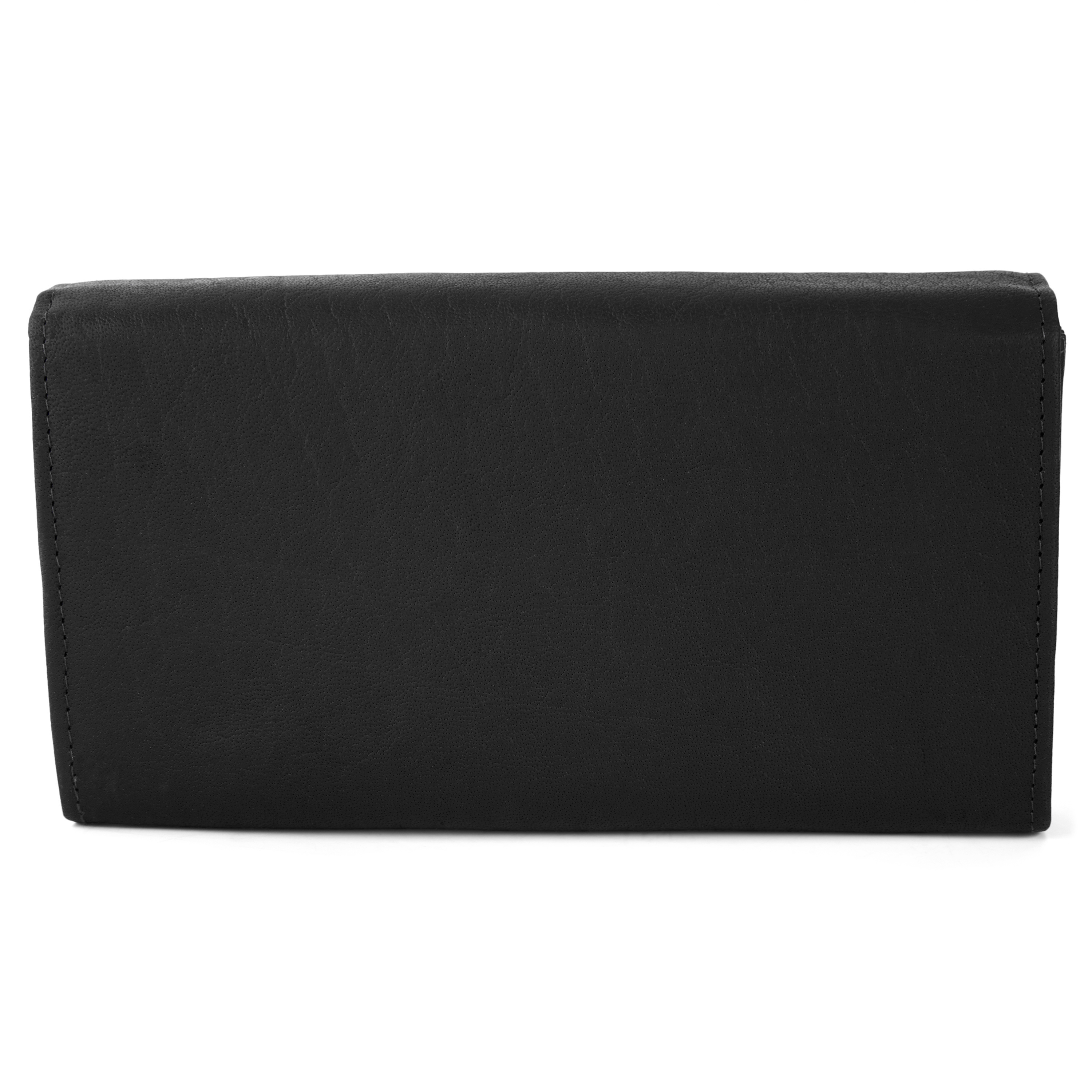 Cartera clásica estilo acordeón de cuero negro Oxford - 4