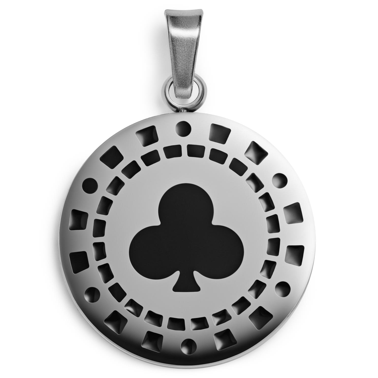 Ace | Pendentif jeton de poker argenté "L'as de trèfle" Ace | Pendentif jeton de poker argenté "L'as de trèfle"