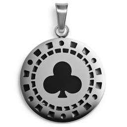 Ace | Silver-tone Clubs Poker Chip Pendant