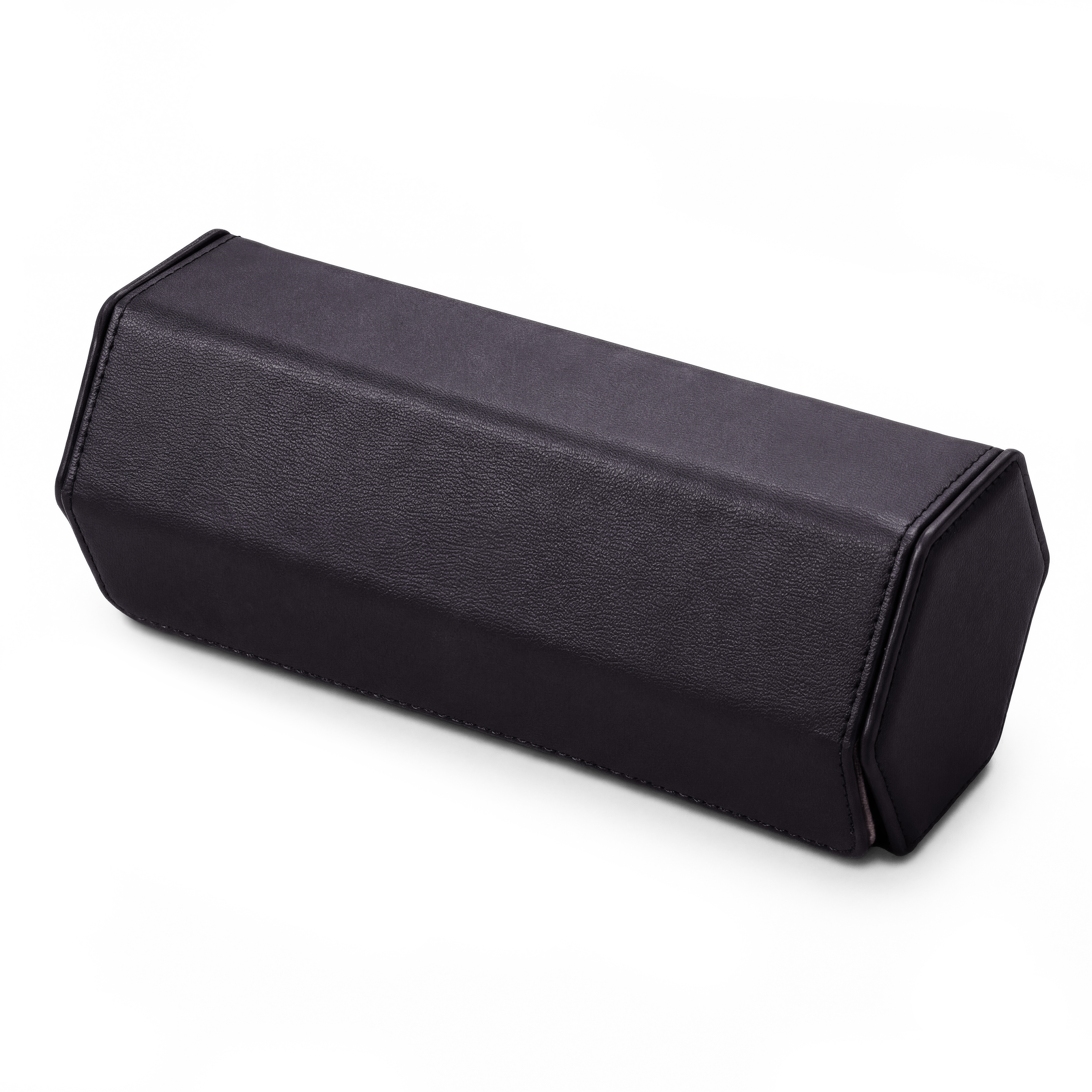 Hexa | Black & Grey Faux Leather Hexagonal Watch Roll Case - 3 Watches