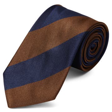 Navy & Brown Stripe Silk 8cm Tie Navy & Brown Stripe Silk 8cm Tie