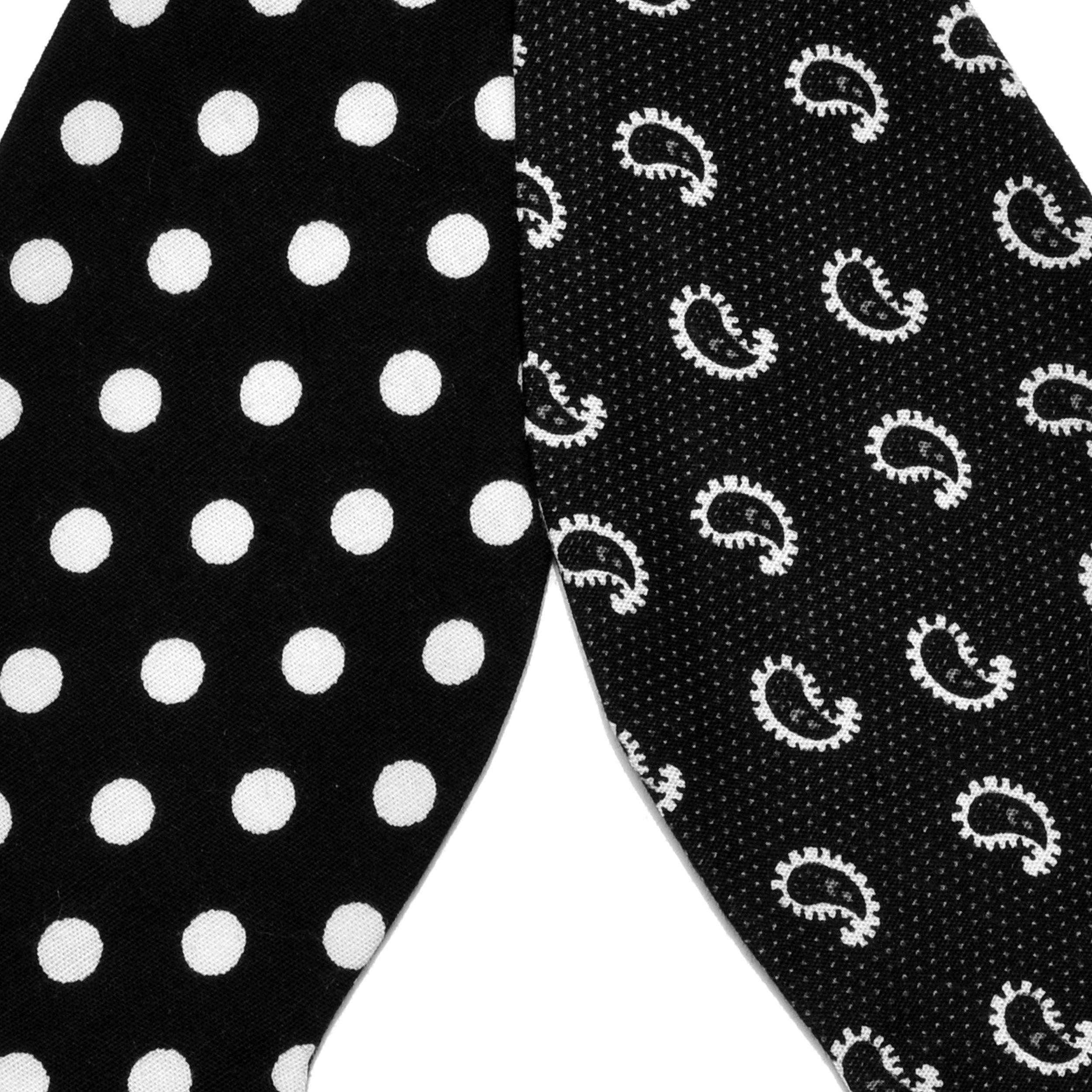 Črn bombažni obojestranski metuljček za samostojno vezanje z dizajnom - 2