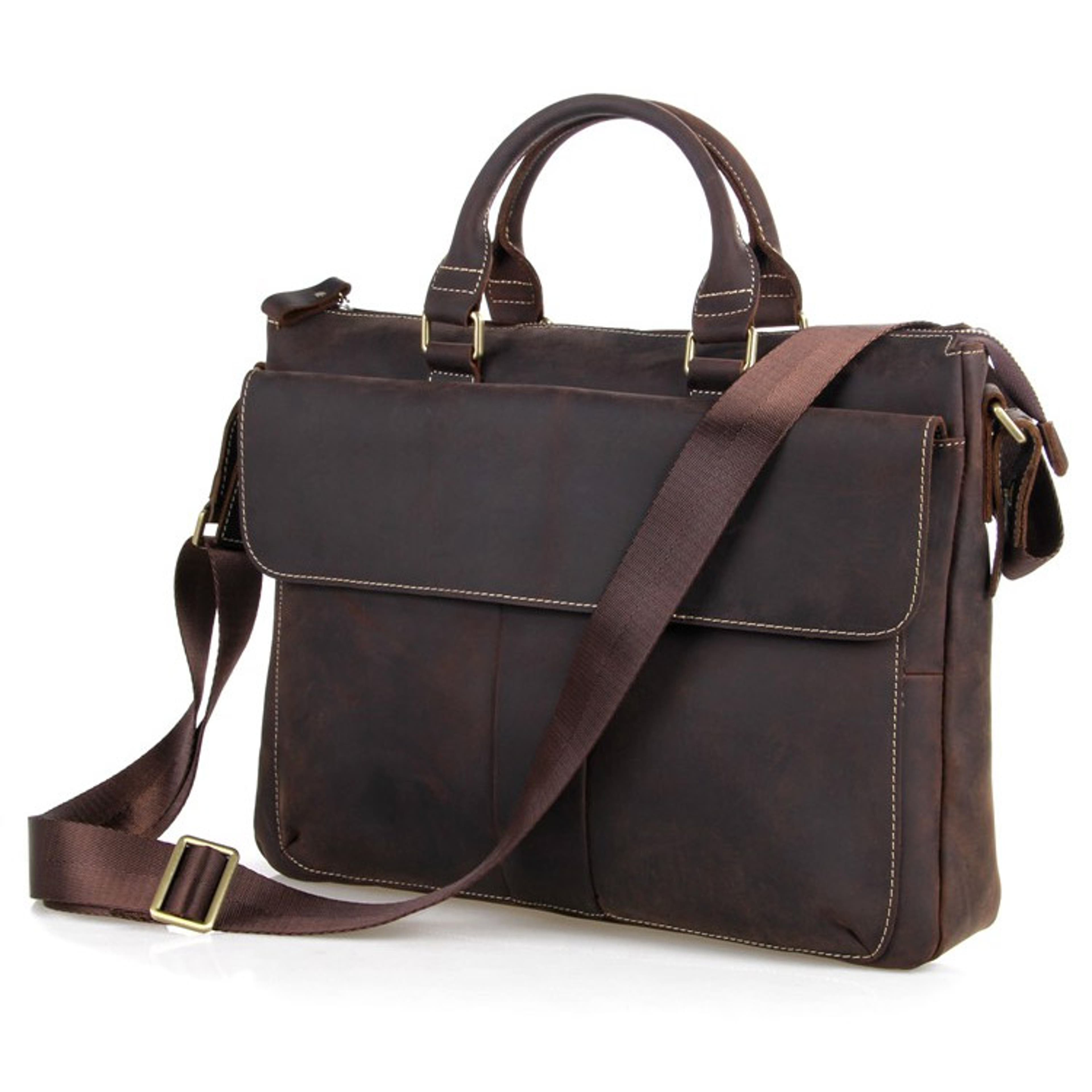 Klassisk Mørkebrun Vintage Lædertaske