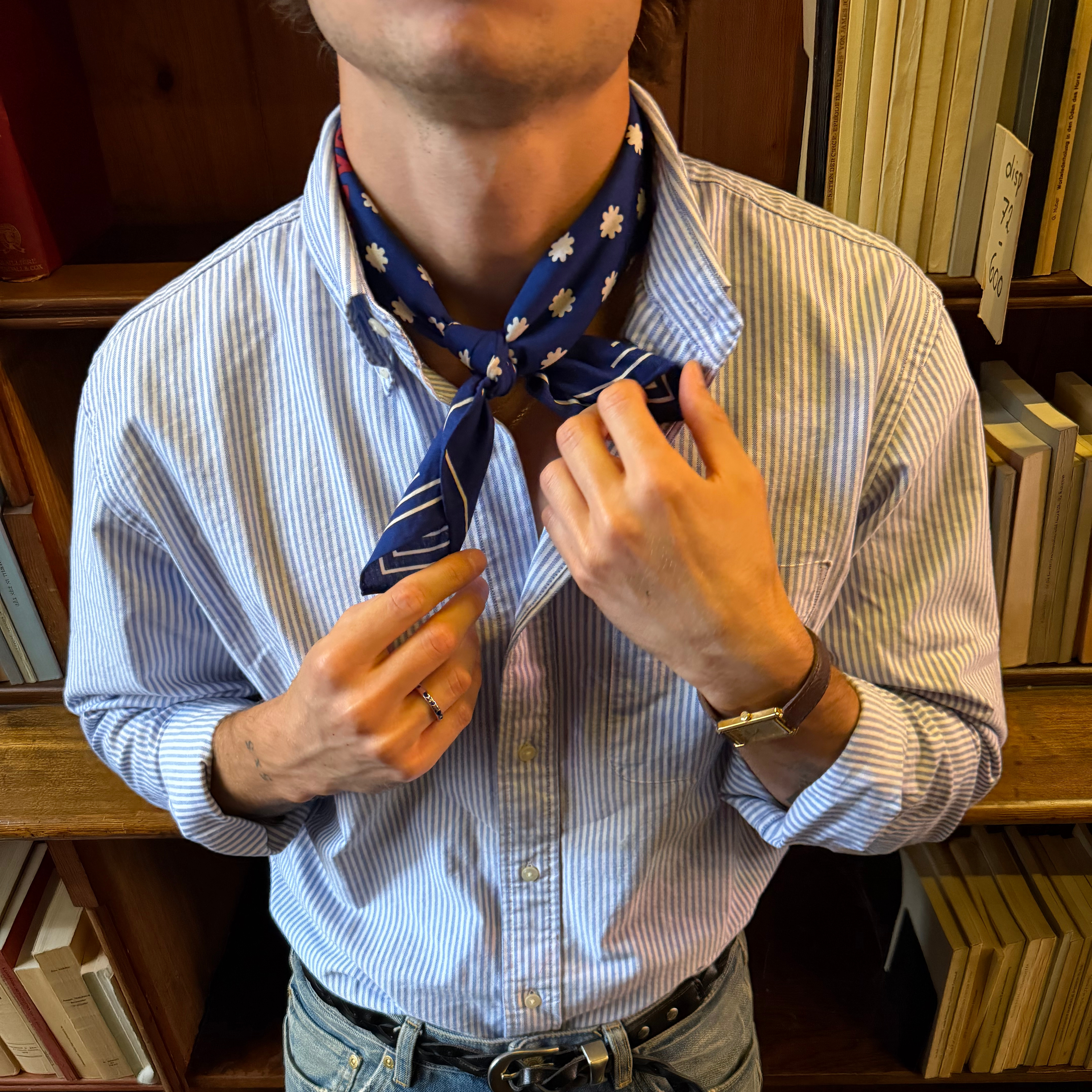 The Intro | Tengerészkék Western pamut bandana - 6