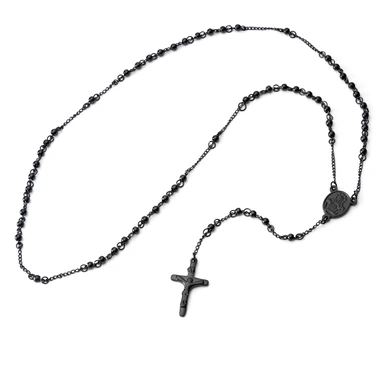 Tunt Svart Rosenkranshalsband / Radband Tunt Svart Rosenkranshalsband / Radband