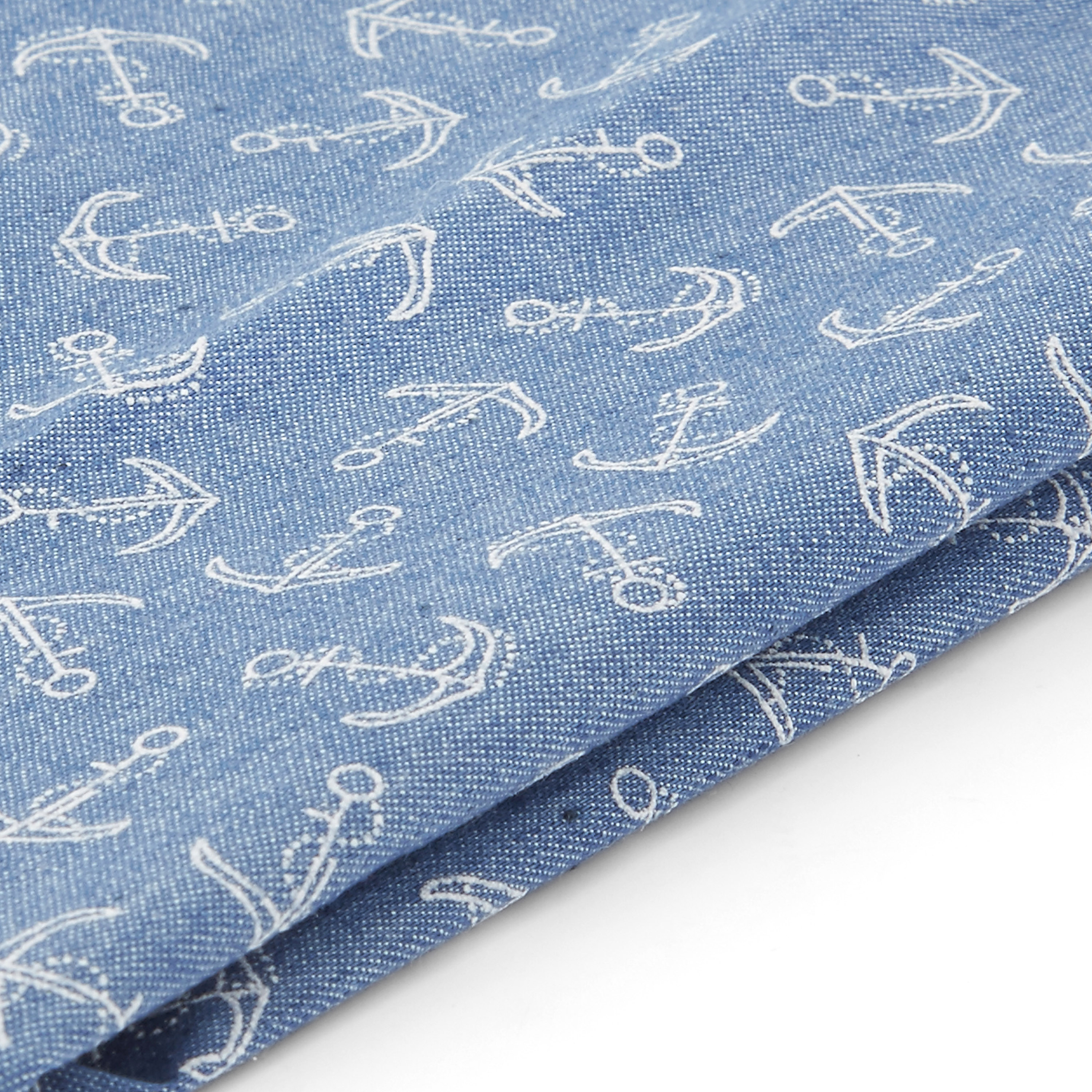 Pale Blue Anchor Pocket Square - 2