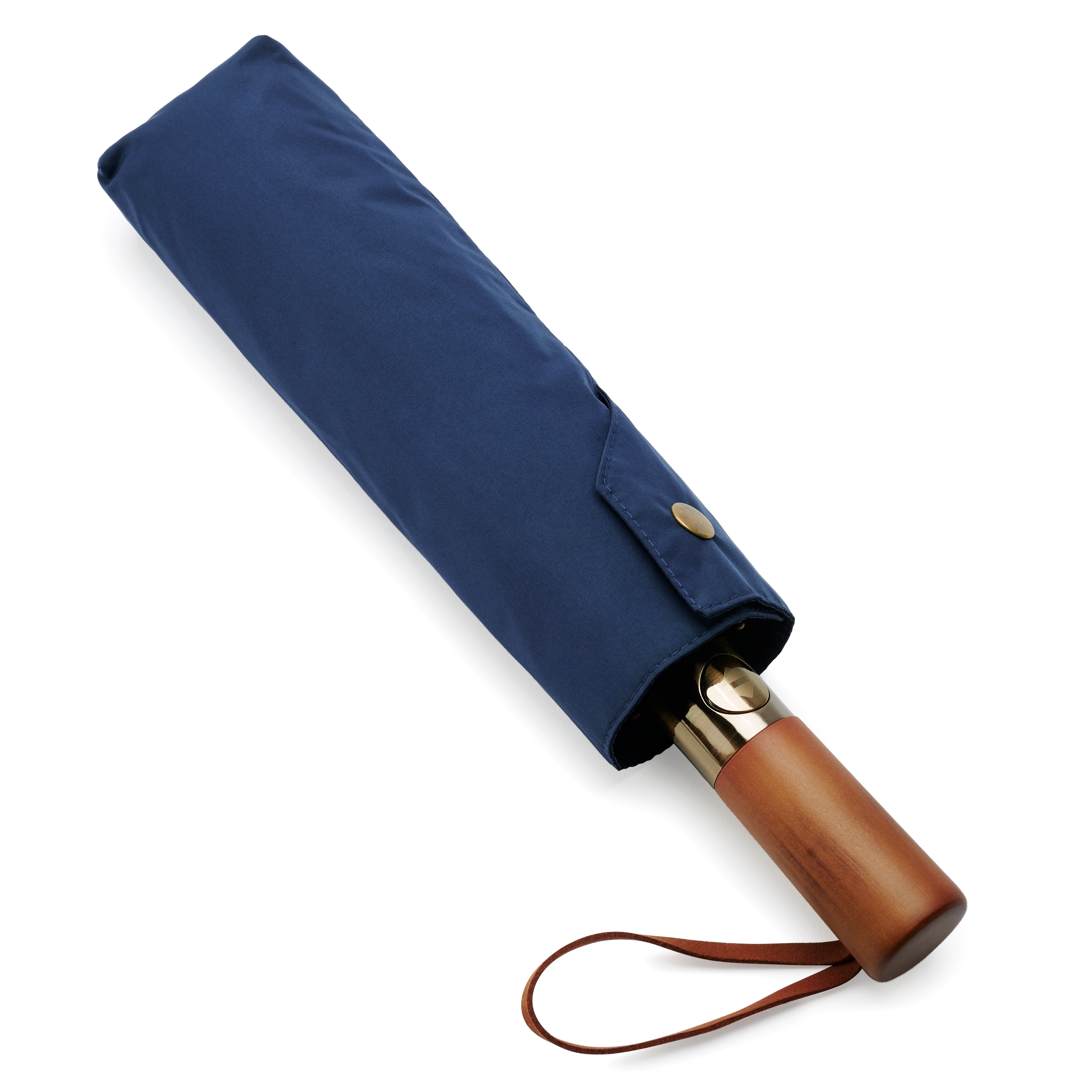 Guarda-Chuva Automático Dobrável | Azul-escuro | Pega em Madeira - 2