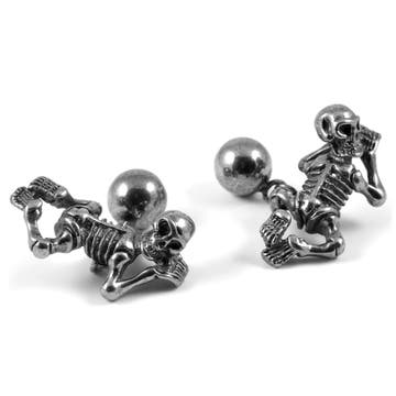 Silver-Tone Skeleton Chain Cufflinks