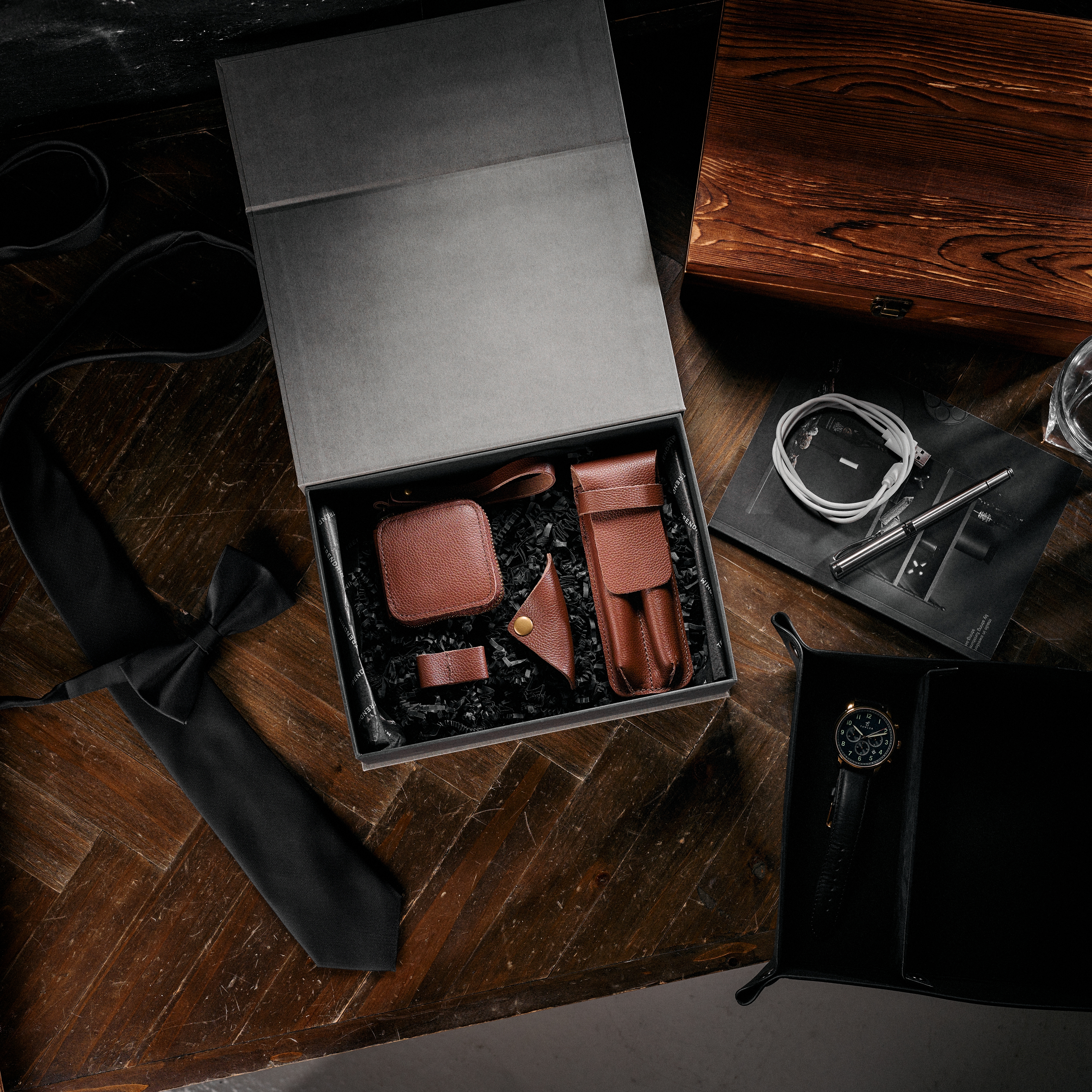 Coffret cadeau d'organisateur professionnel de luxe | Cuir marron - 5