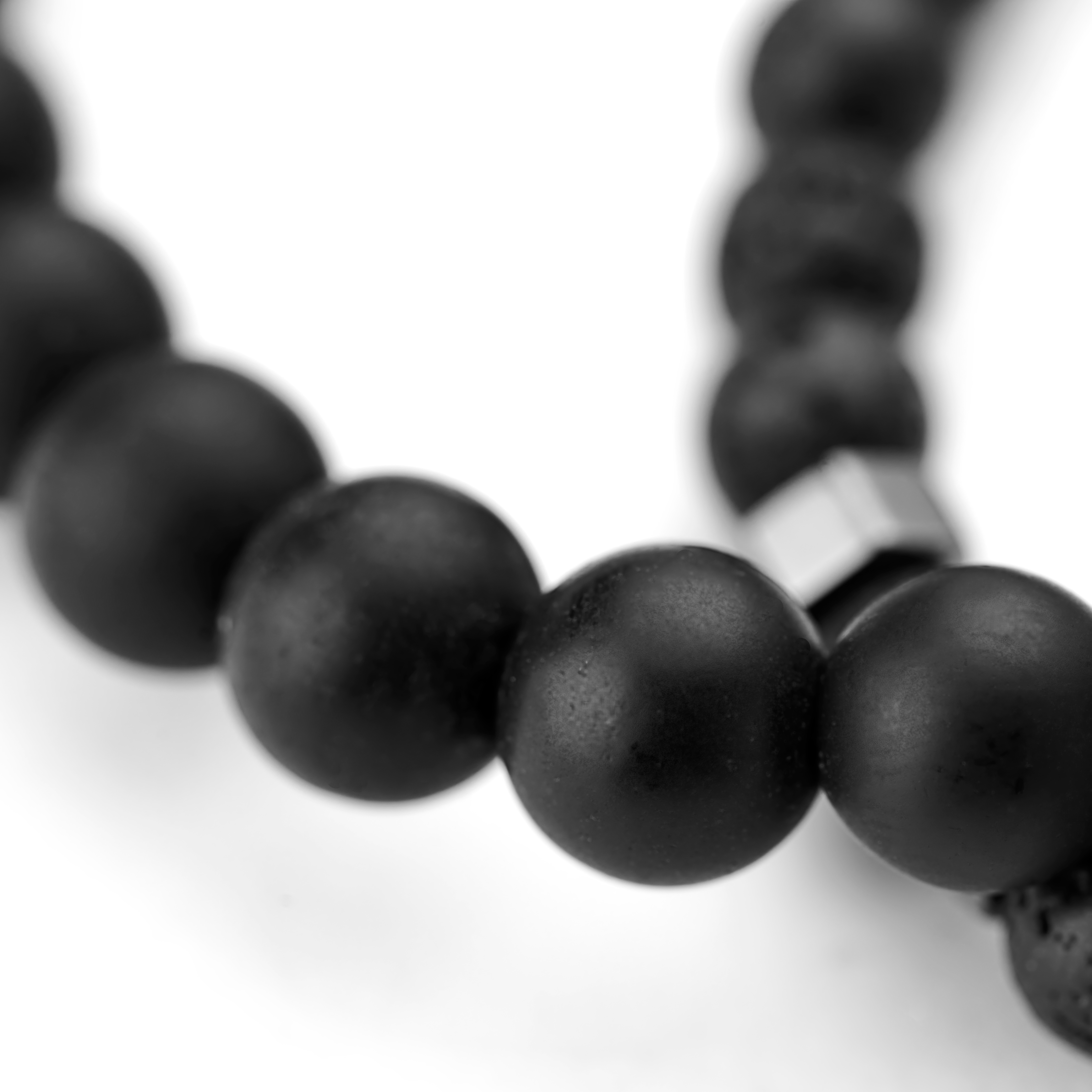 Black Onyx, Lava Rock & Hematite Bead Bracelet Set - 5