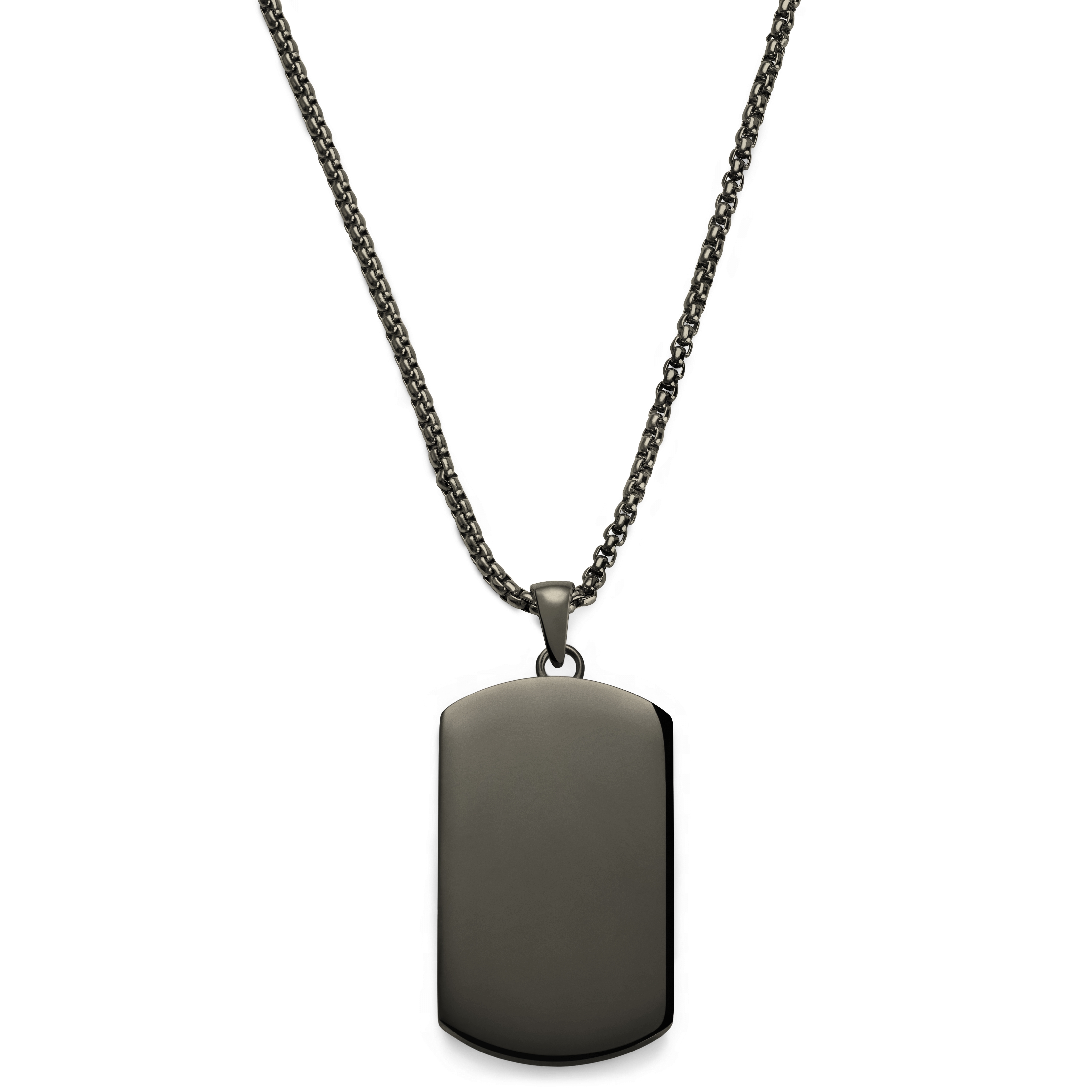 Icarus | Gunmetal Black Stainless Steel Skull Dog Tag Necklace - 3
