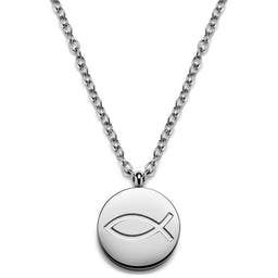 Unity | Silver-tone Stainless Steel Ichthus Circle Necklace
