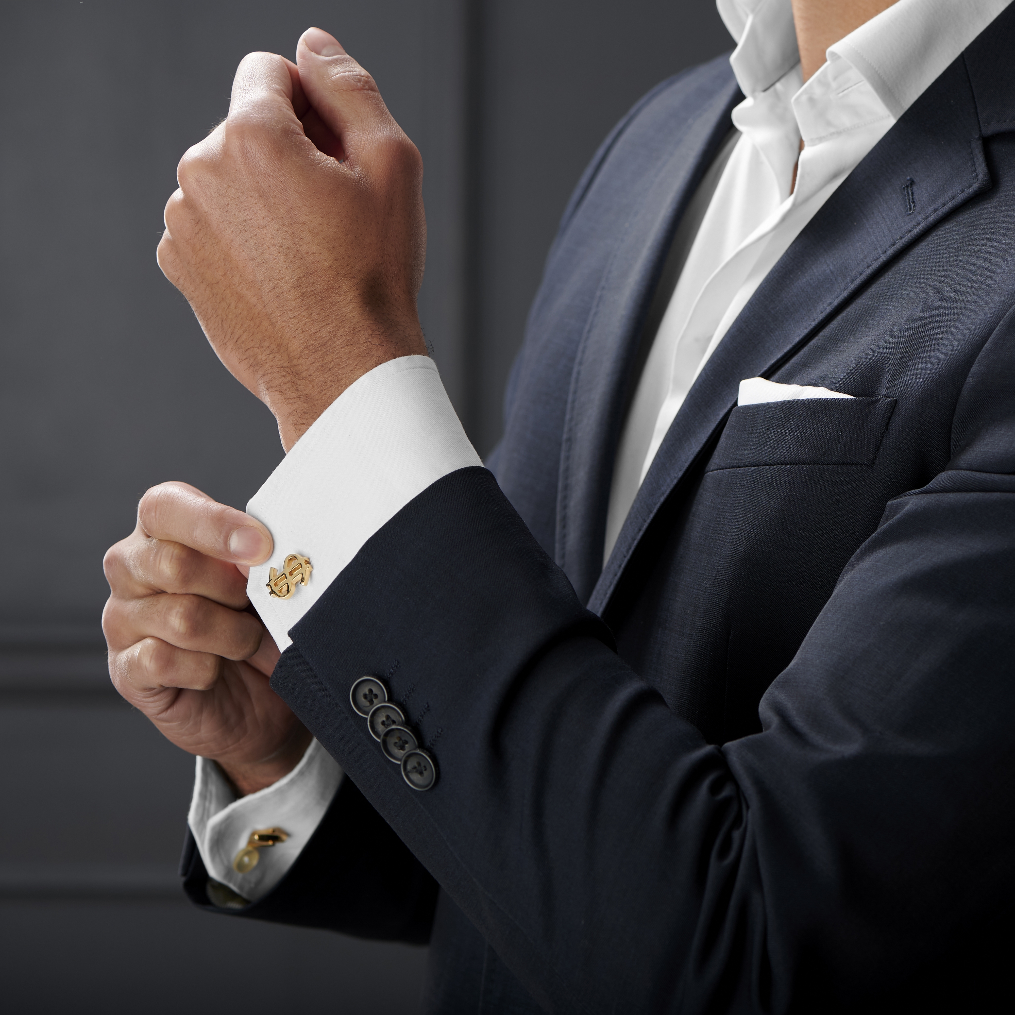 Guldfärgade Dollartecken Manschettknappar - 4