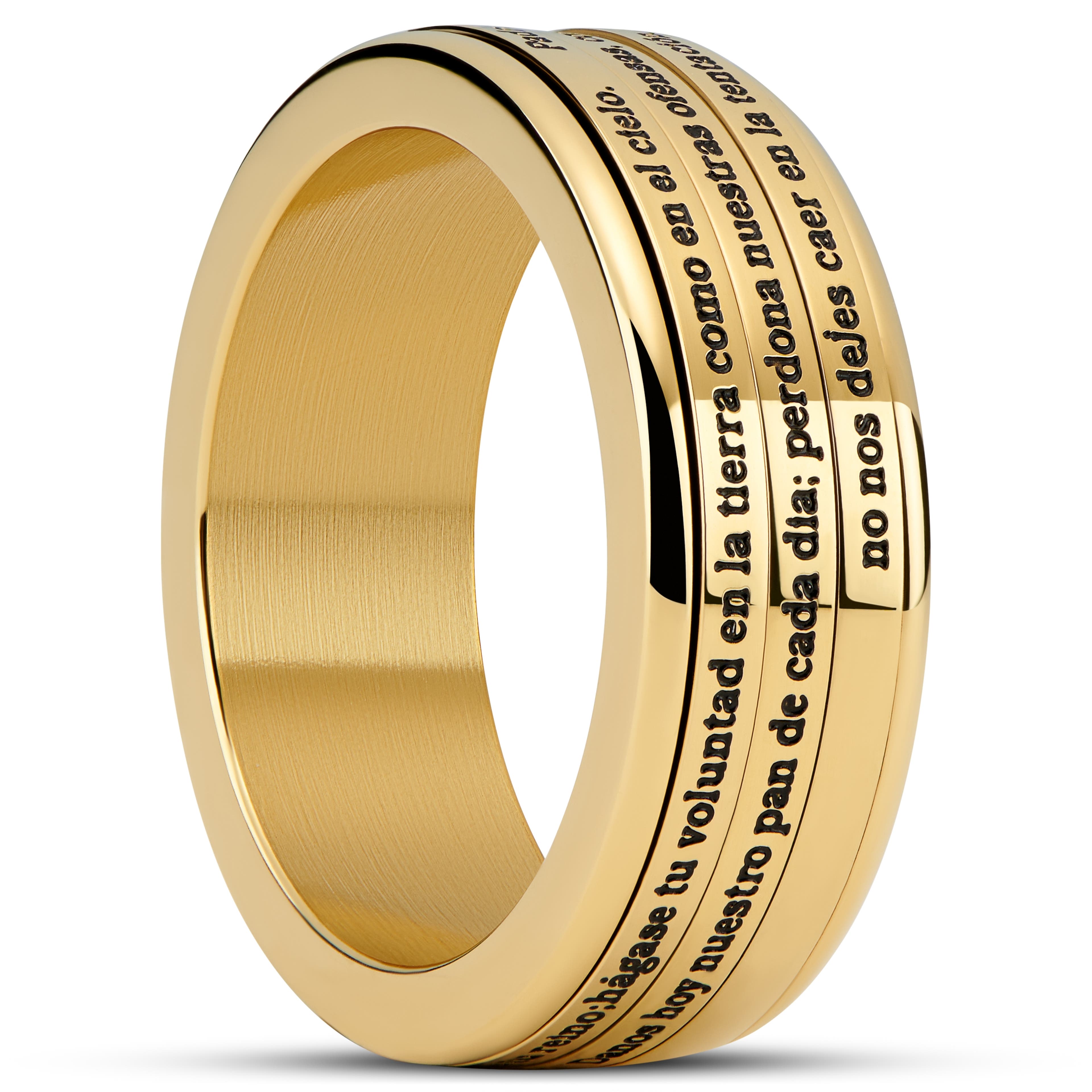 Enthumema | 1/3" (8 mm) Gold-tone Spanish Lord’s Prayer Fidget Ring
