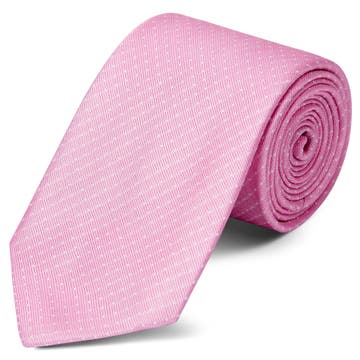 Cravatta rosa in seta da 8 cm con motivo a pois
