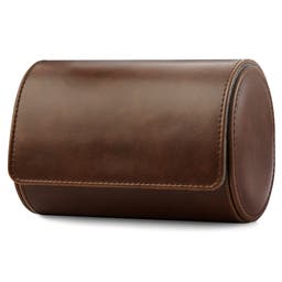 Brown Vintage Leather Double Watch Roll