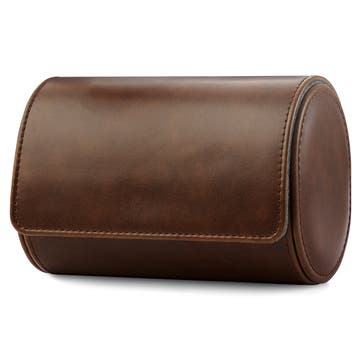 Brown Vintage Leather Double Watch Roll Brown Vintage Leather Double Watch Roll