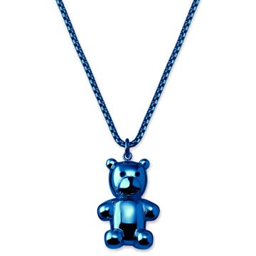 Egan | Collier à maille vénitienne avec pendentif ours en peluche en acier inoxydable bleu Egan | Collier à maille vénitienne avec pendentif ours en peluche en acier inoxydable bleu