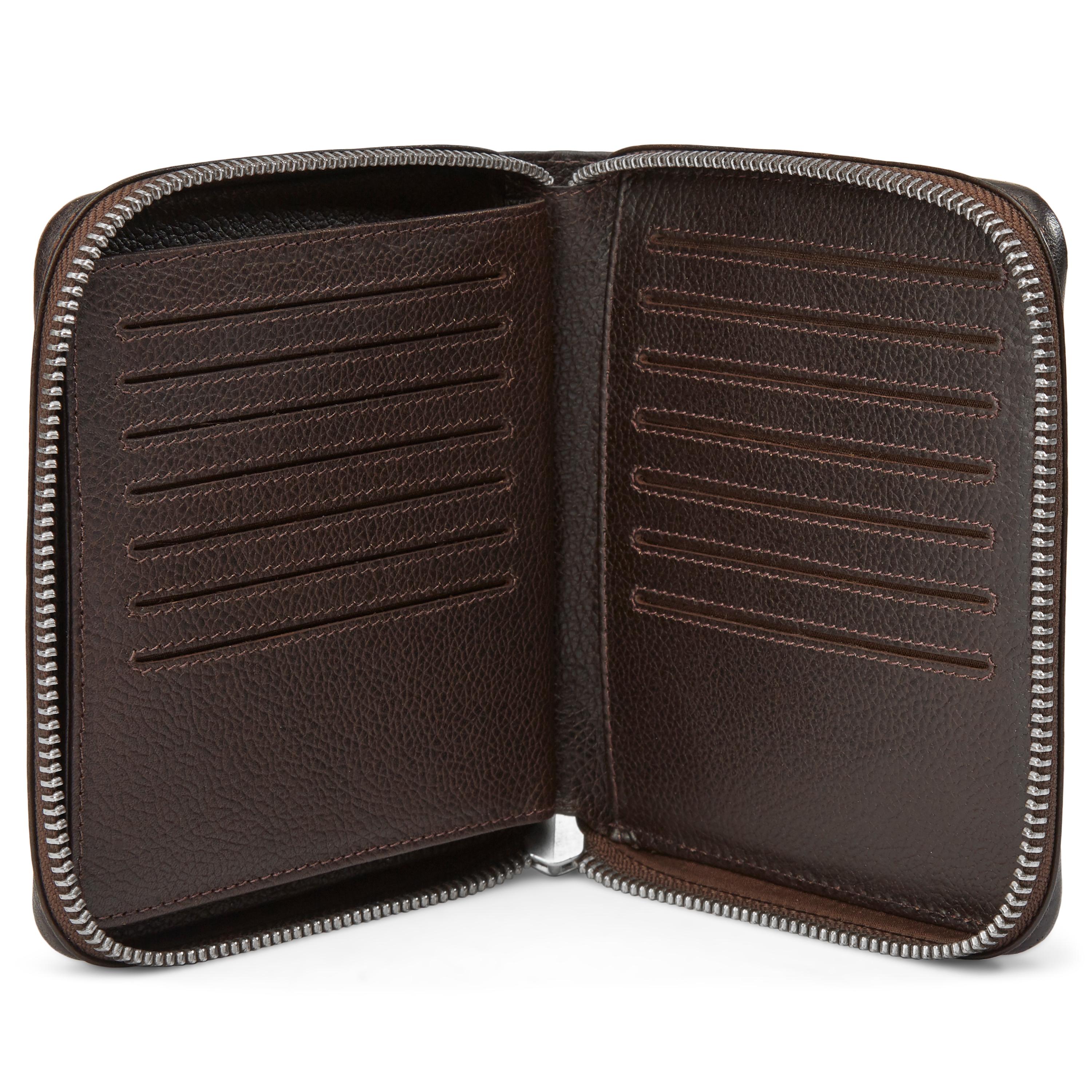 Ciemnobrązowe skórzane etui na karty XL z blokadą RFID - 3